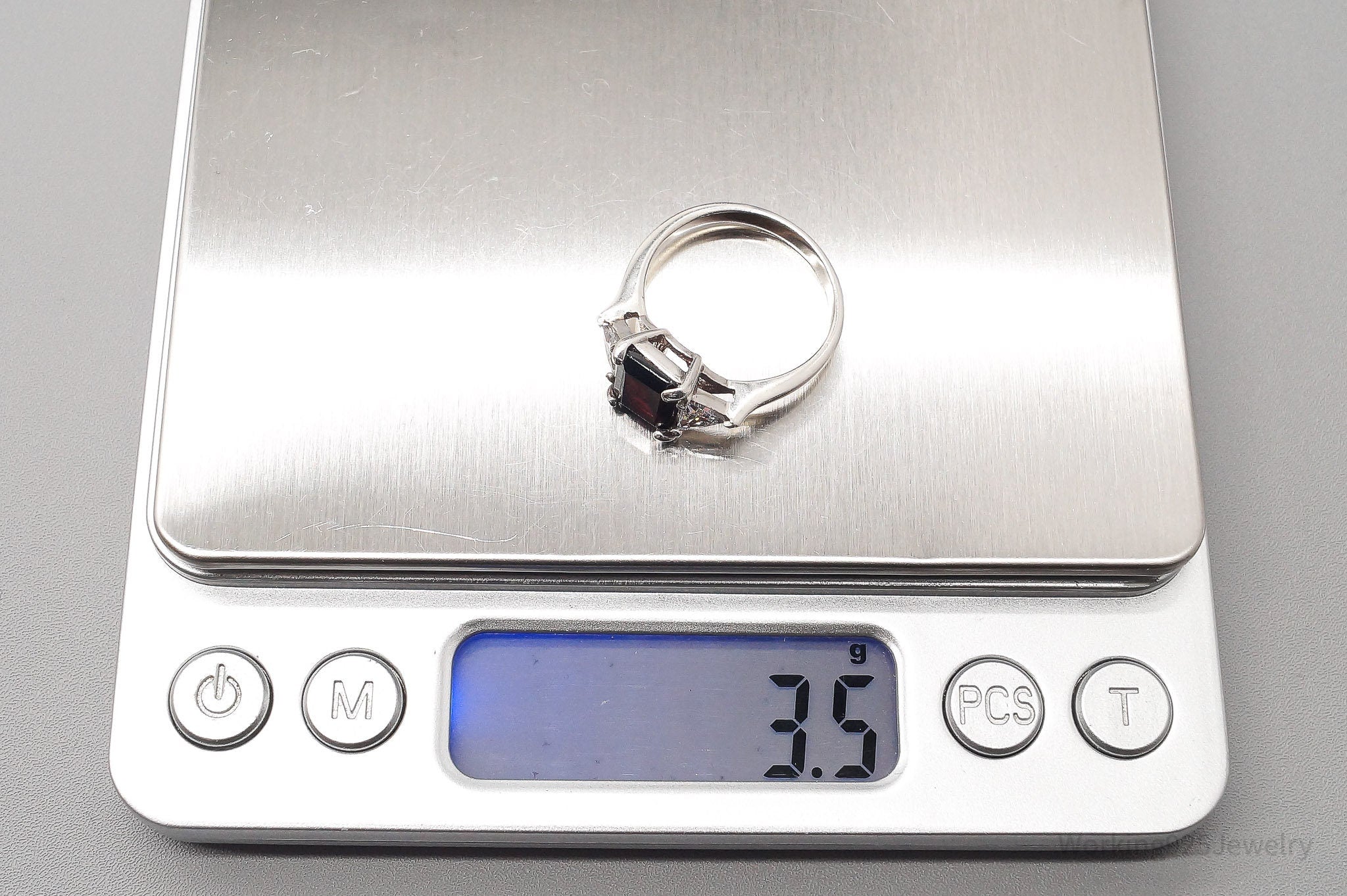 Vintage Garnet Cubic Zirconia Sterling Silver Ring - Size 8