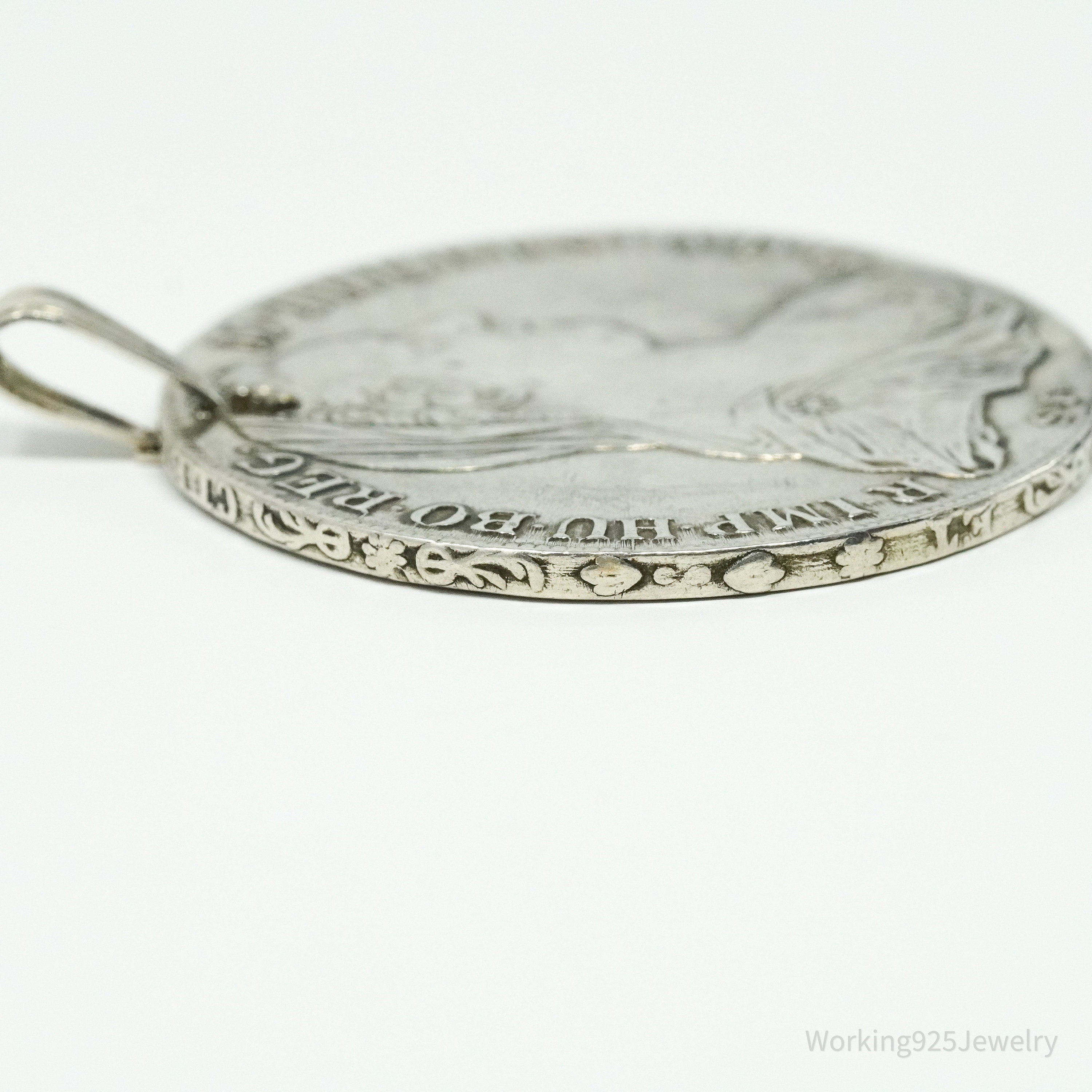 Antique 1780 Austrian Thaler Coin Piece Silver Pendant