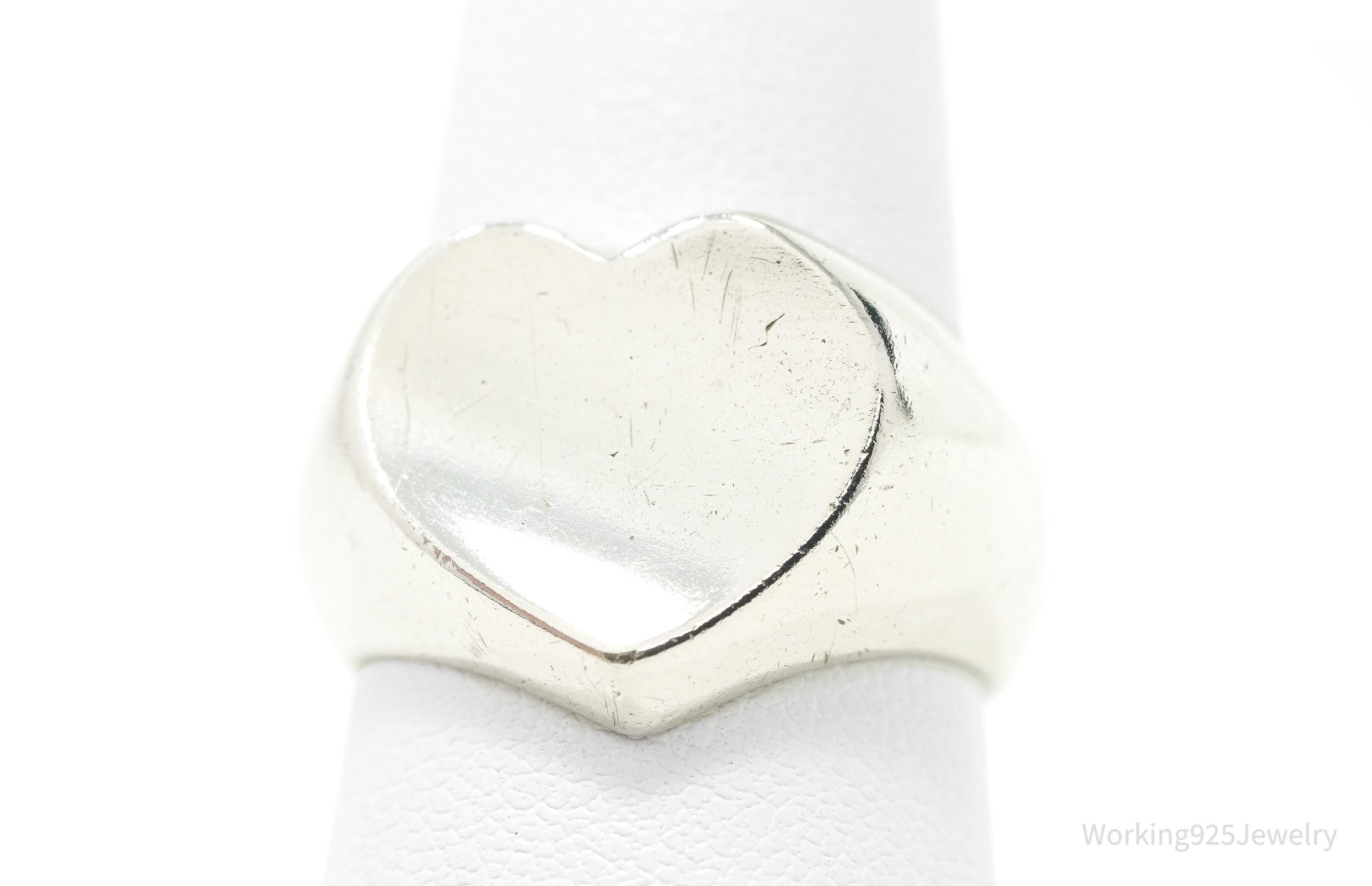 Vintage Heart Sterling Silver Ring - Size 8.75