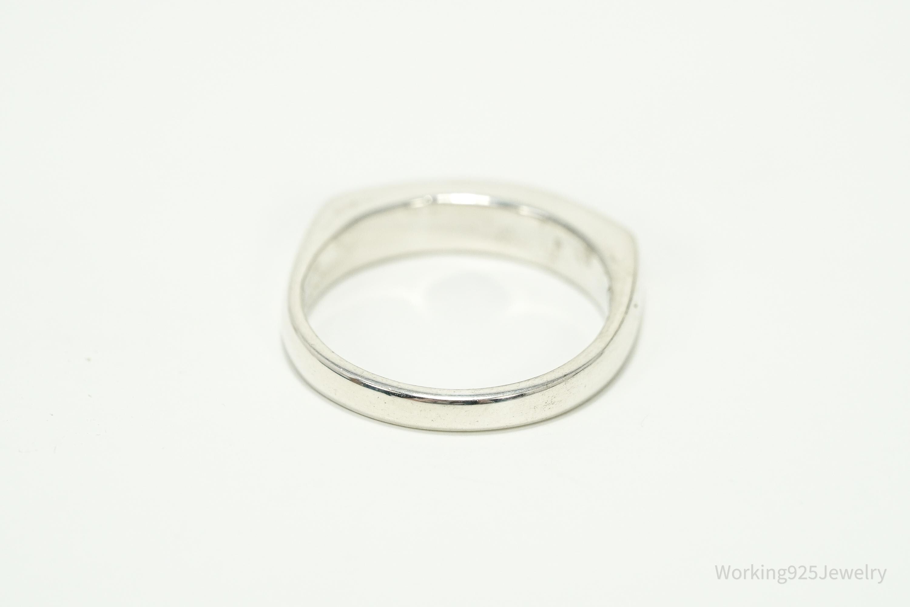 Vintage Blood Enamel Sterling Silver Ring - Size 6.75