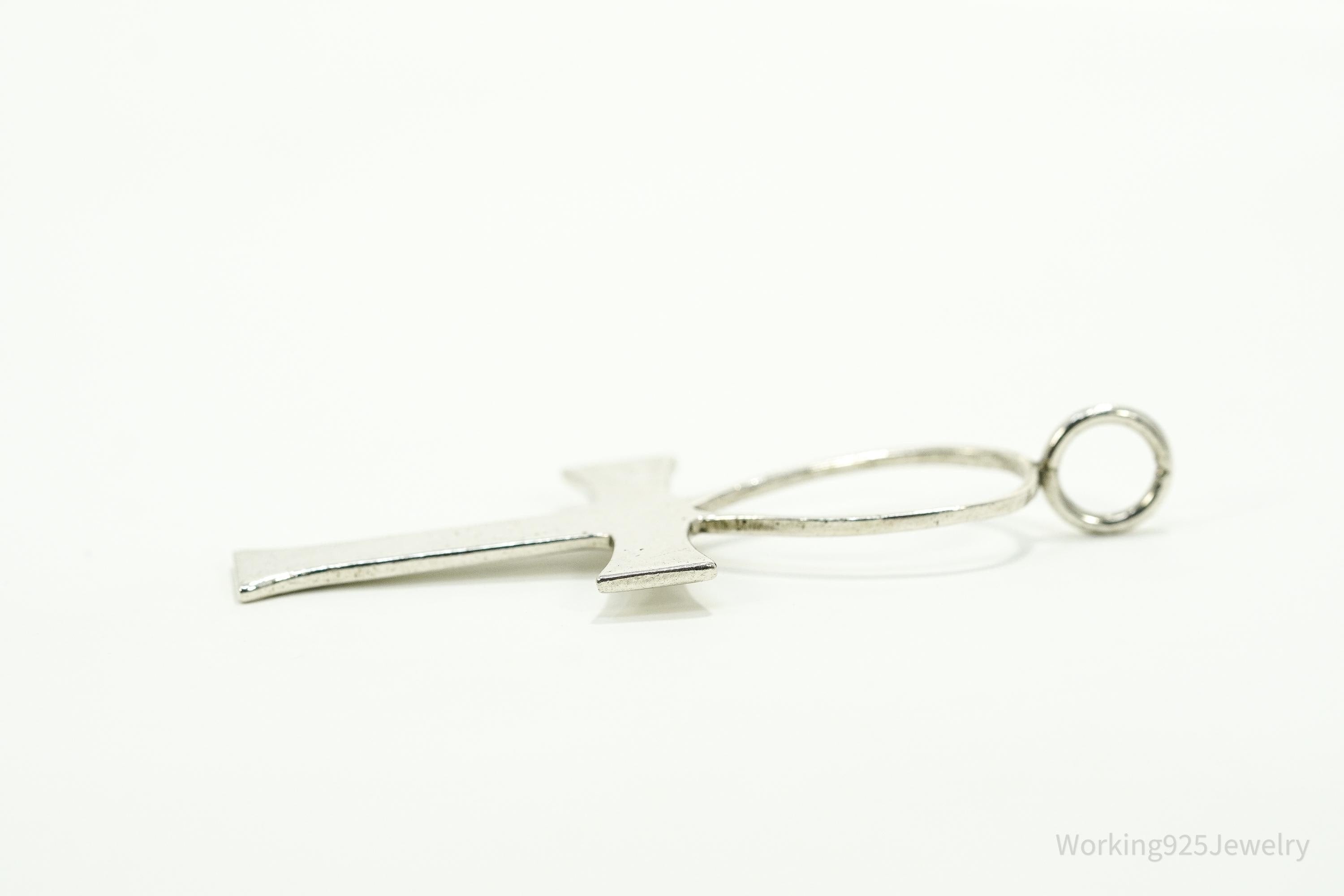 Vintage 1970 Leonore Doskow Ankh Cross Sterling Silver Pendant