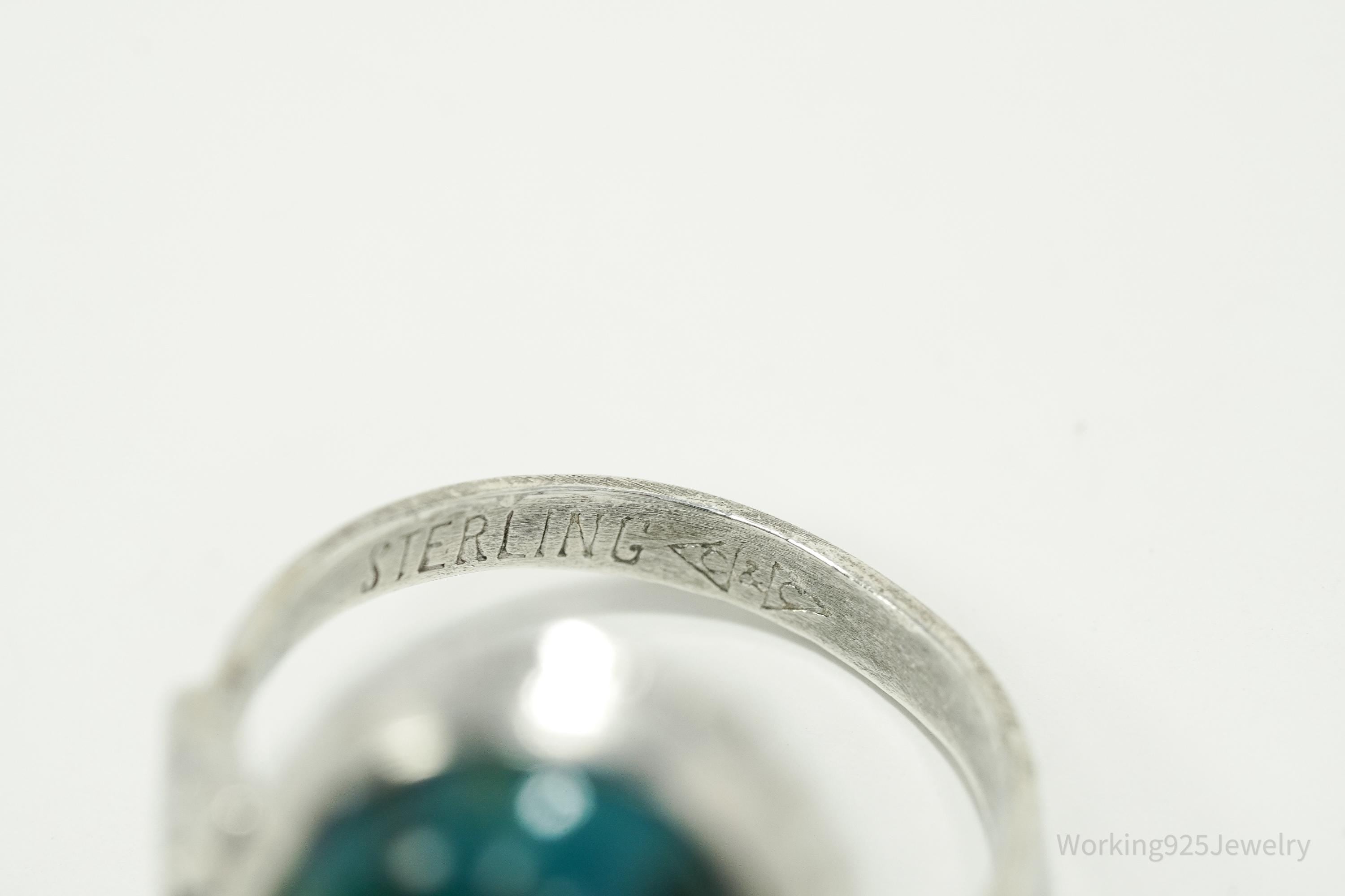 Antique Designer Clark Coombs Chrysocolla Sterling Silver Ring Size 5.5