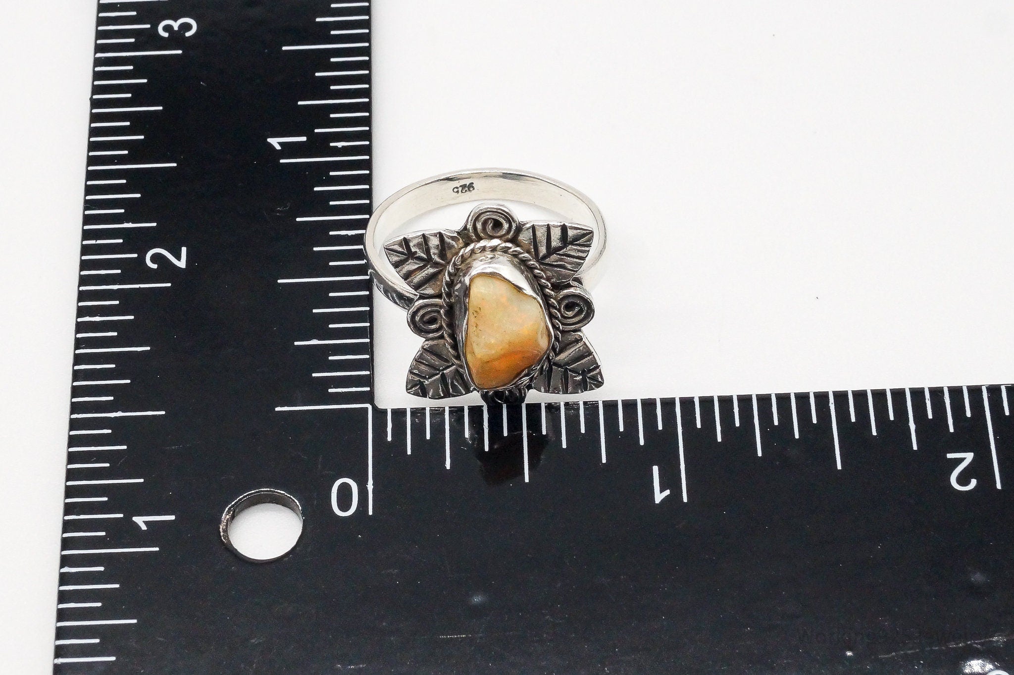 Vintage Opal Southwestern Sterling Silver Ring - Size 8.75