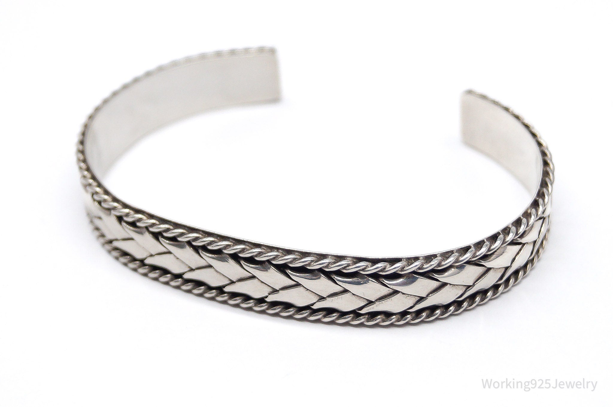 Vintage Southwestern Braid Sterling Silver Cuff Bracelet - 6 5/8"