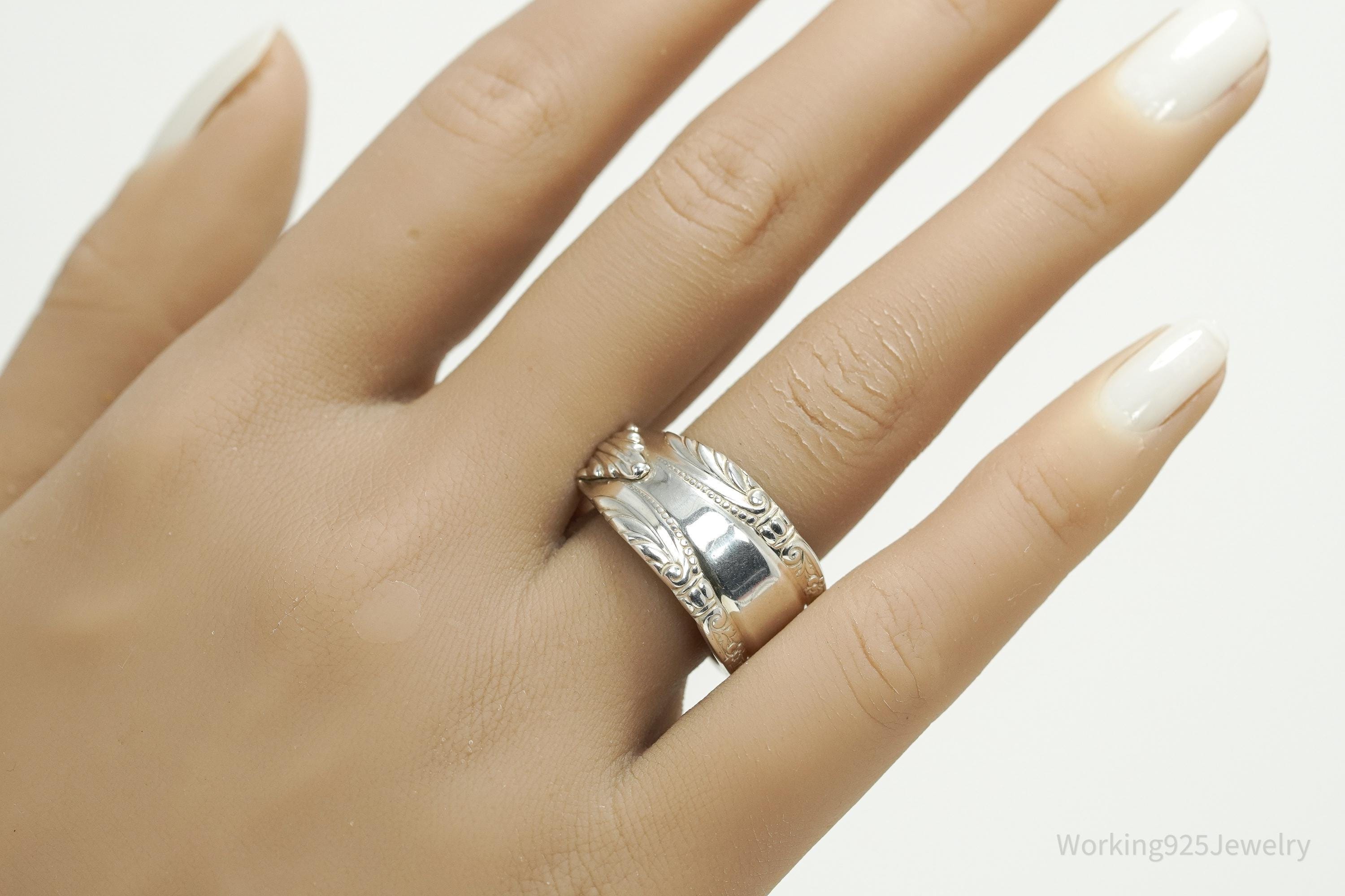 Antique Art Deco Sterling Silver Spoon Ring - Size 8