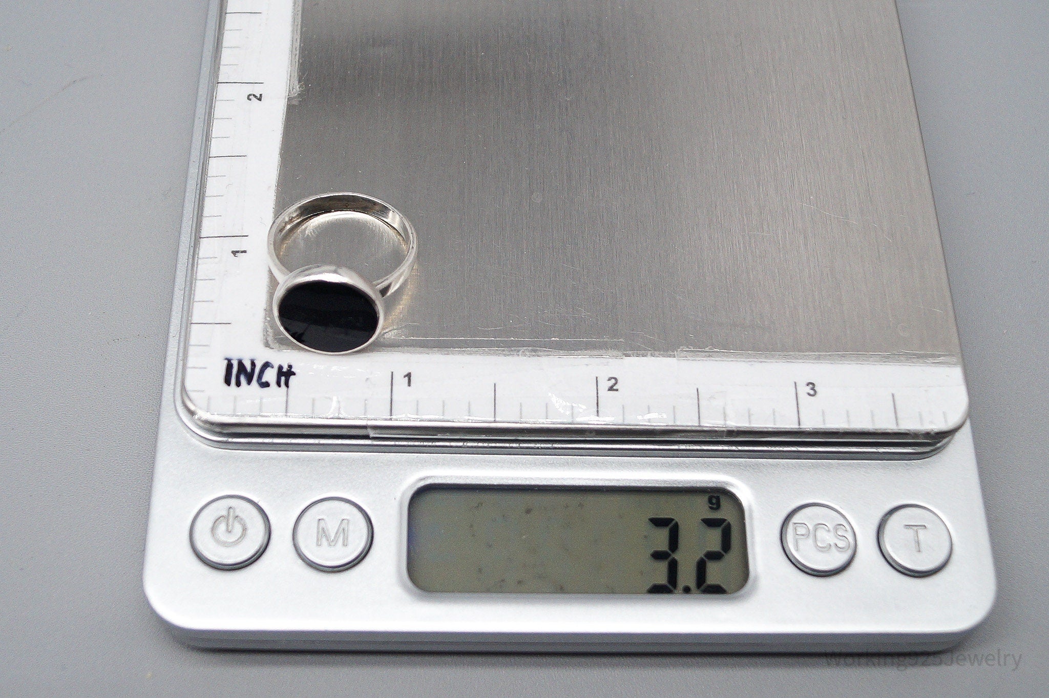 Vintage Black Onyx Sterling Silver Ring - Size 6.25