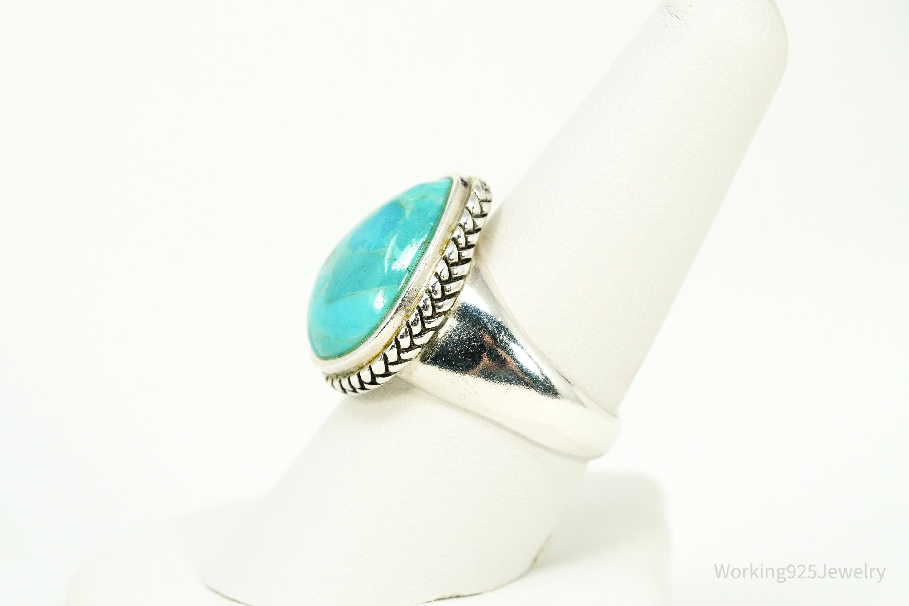 Vintage BARSE Turquoise Southwestern Style Sterling Silver Ring Size 9