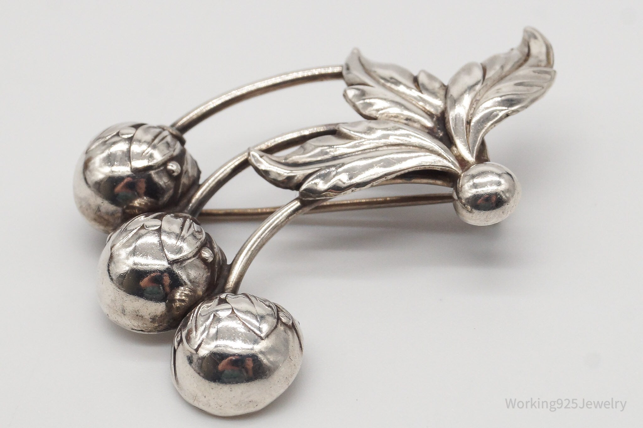 Vintage Denmark Hermann Siersbol Modernist Floral Sterling Silver Pin Brooch