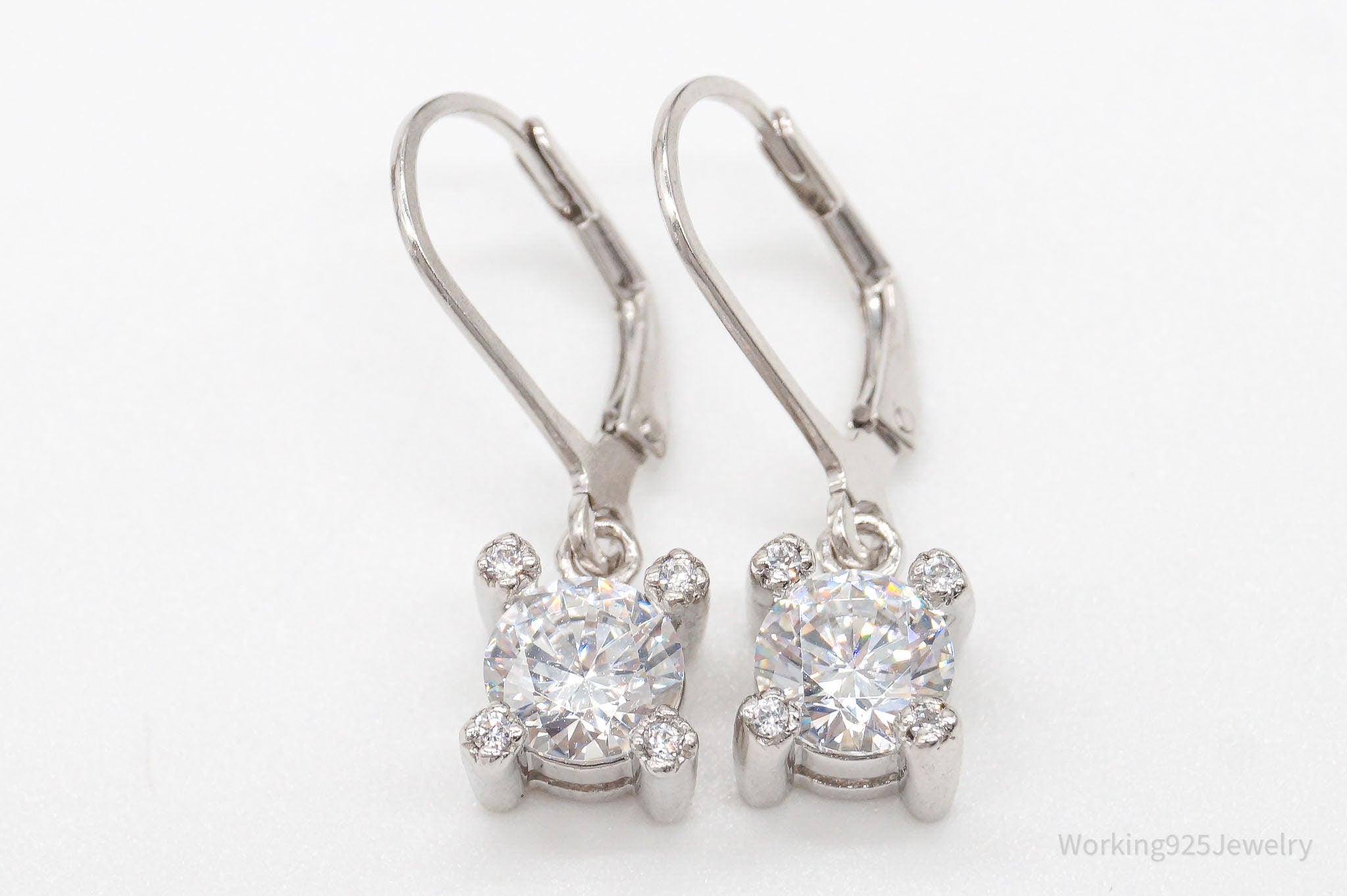 Vintage White Cubic Zirconia Sterling Silver Earrings