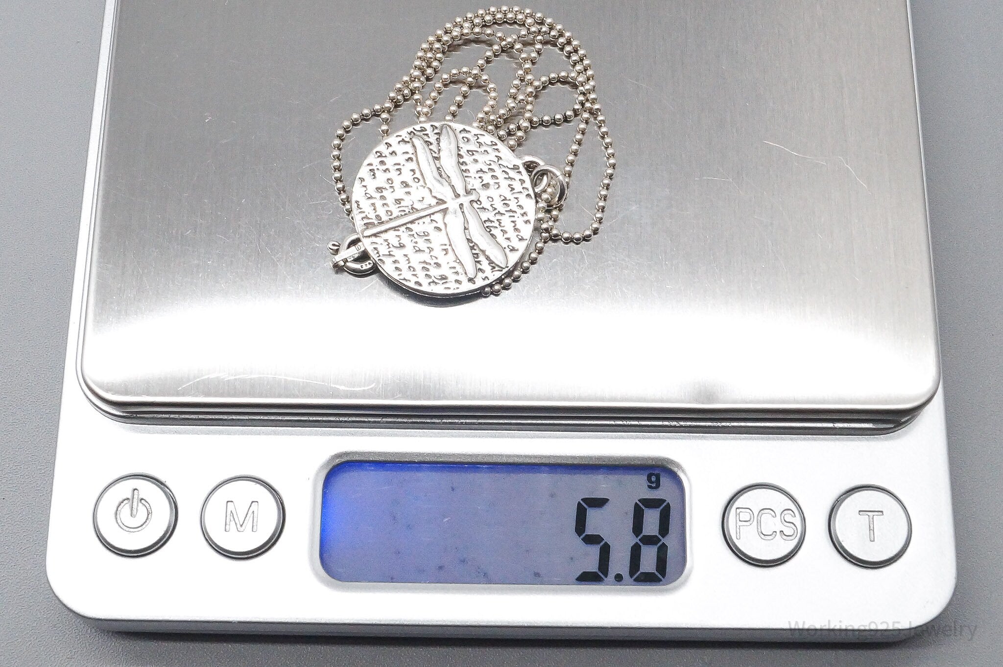 VTG "Grace" Dragonfly Sterling Silver Necklace 18"