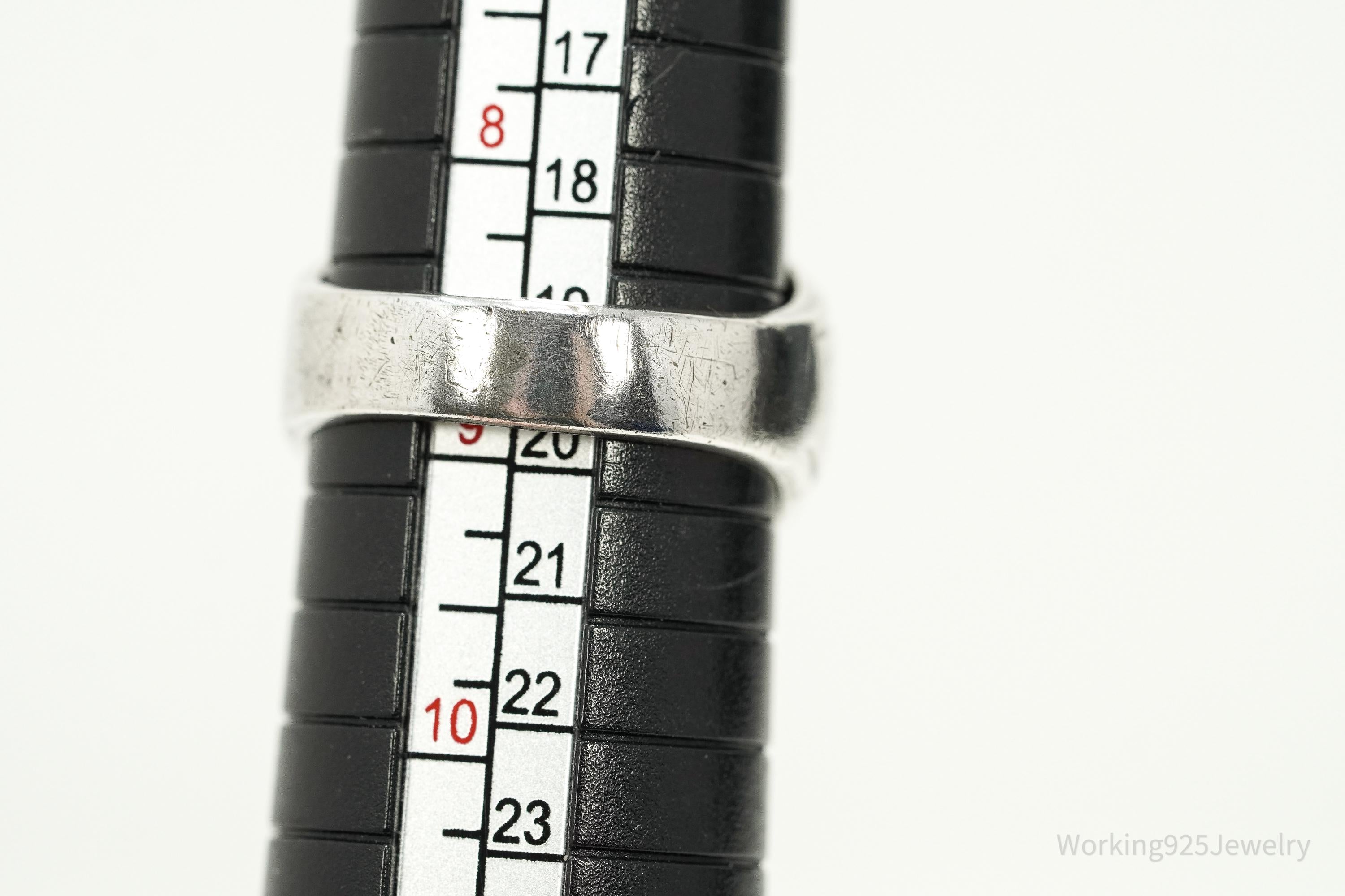 Antique Designer Clark & Coombs Black Onyx Sterling Silver Ring - Size 8.75