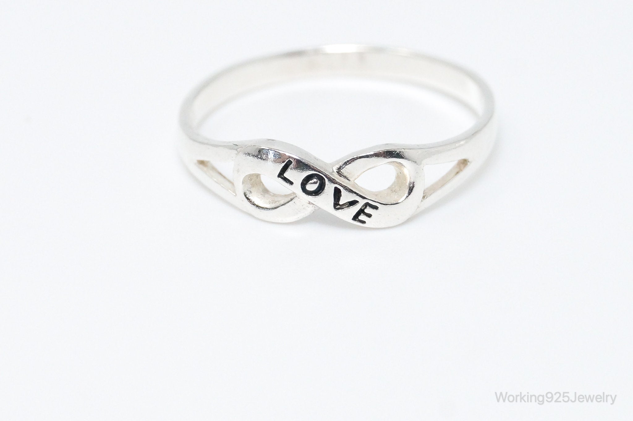 Vintage "Love" Infinity Sterling Silver Ring - SZ 4.75