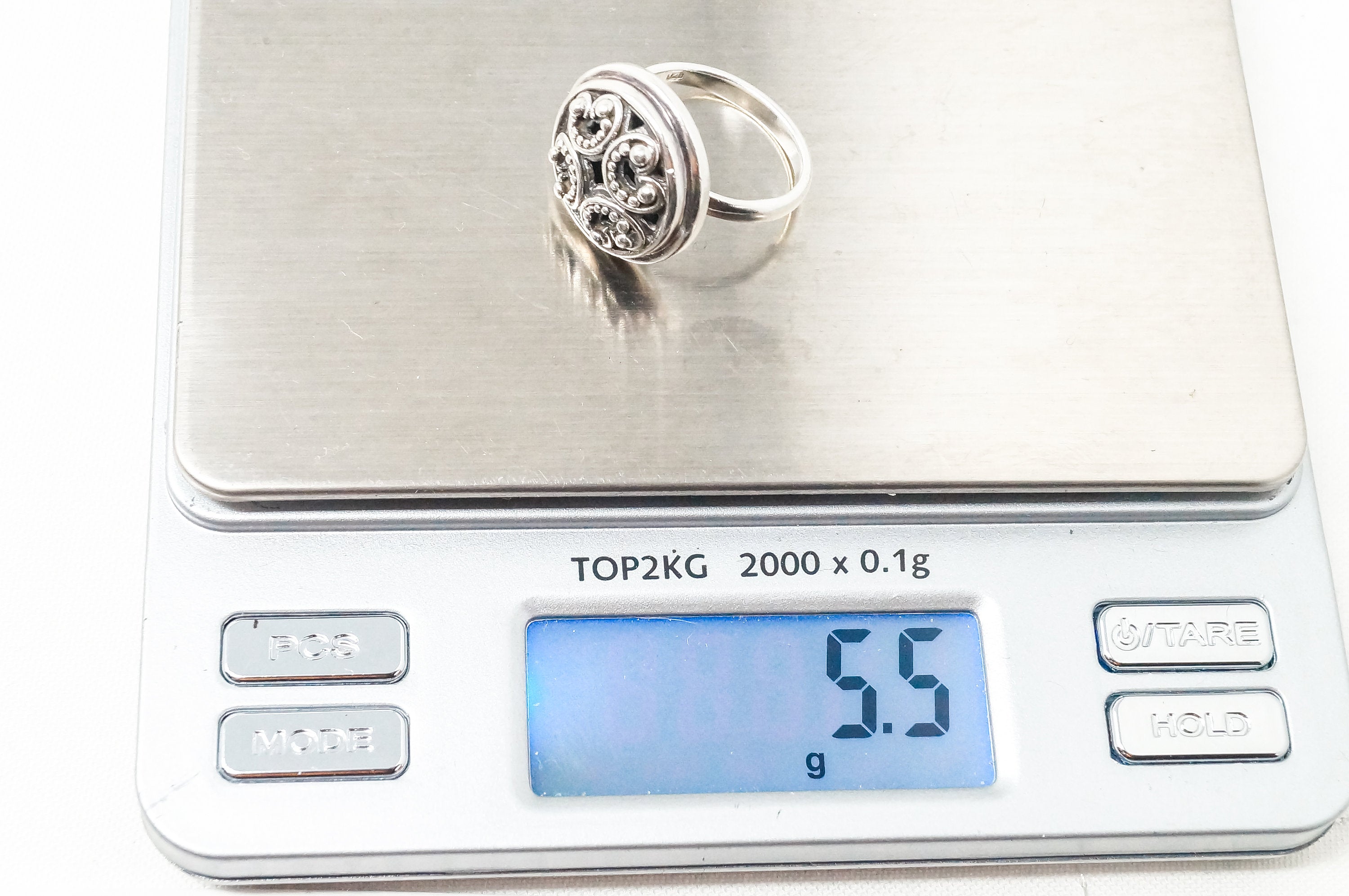 Vintage Granulated Style Sterling Silver Cut Out Ring - Sz 5.25 - 798975075