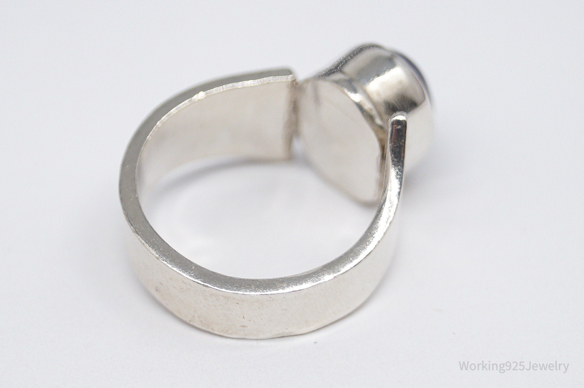 Vintage Sodalite Modernist Style Silver Ring - Size 5