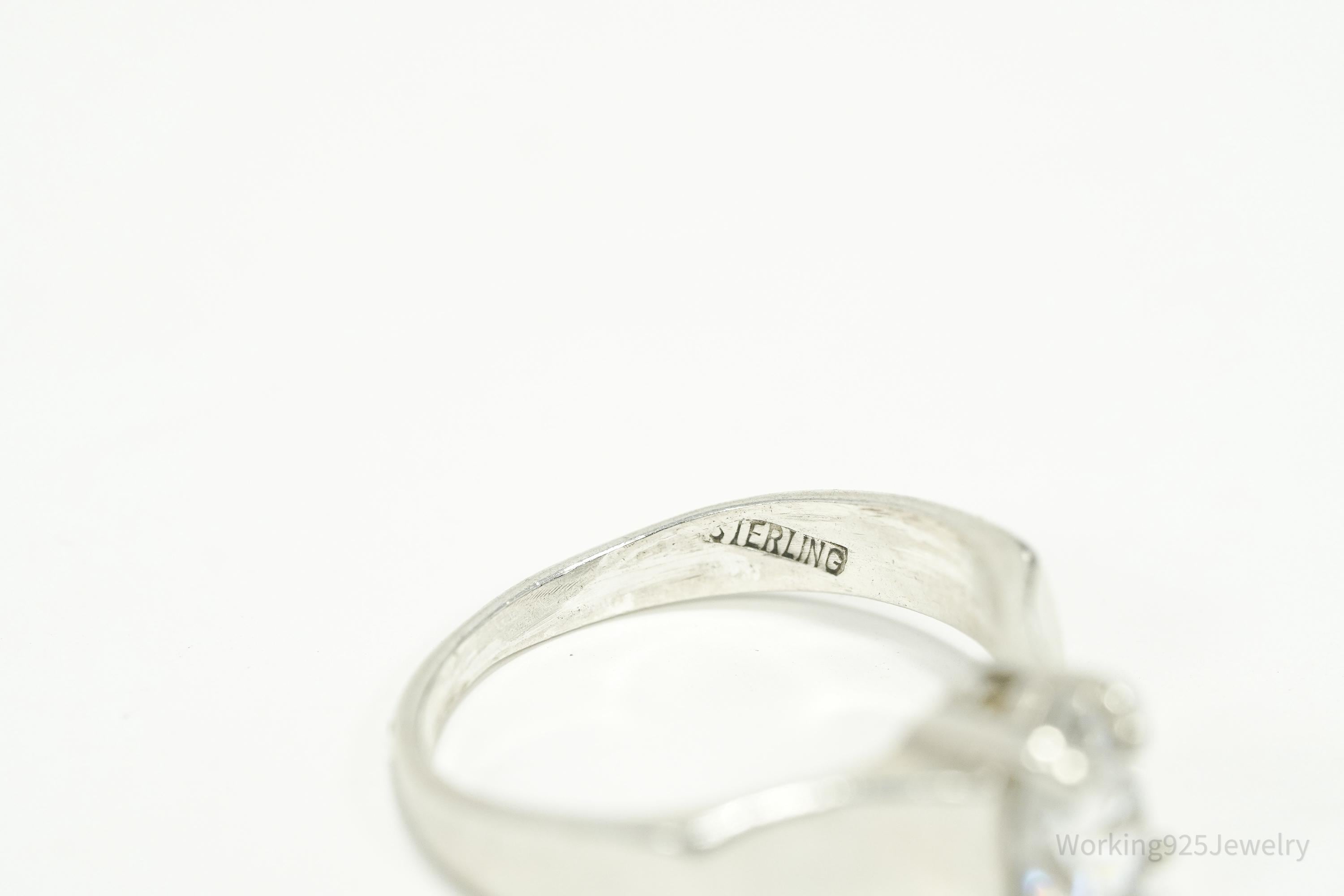 Vintage Cubic Zirconia Sterling Silver Ring - Size 7