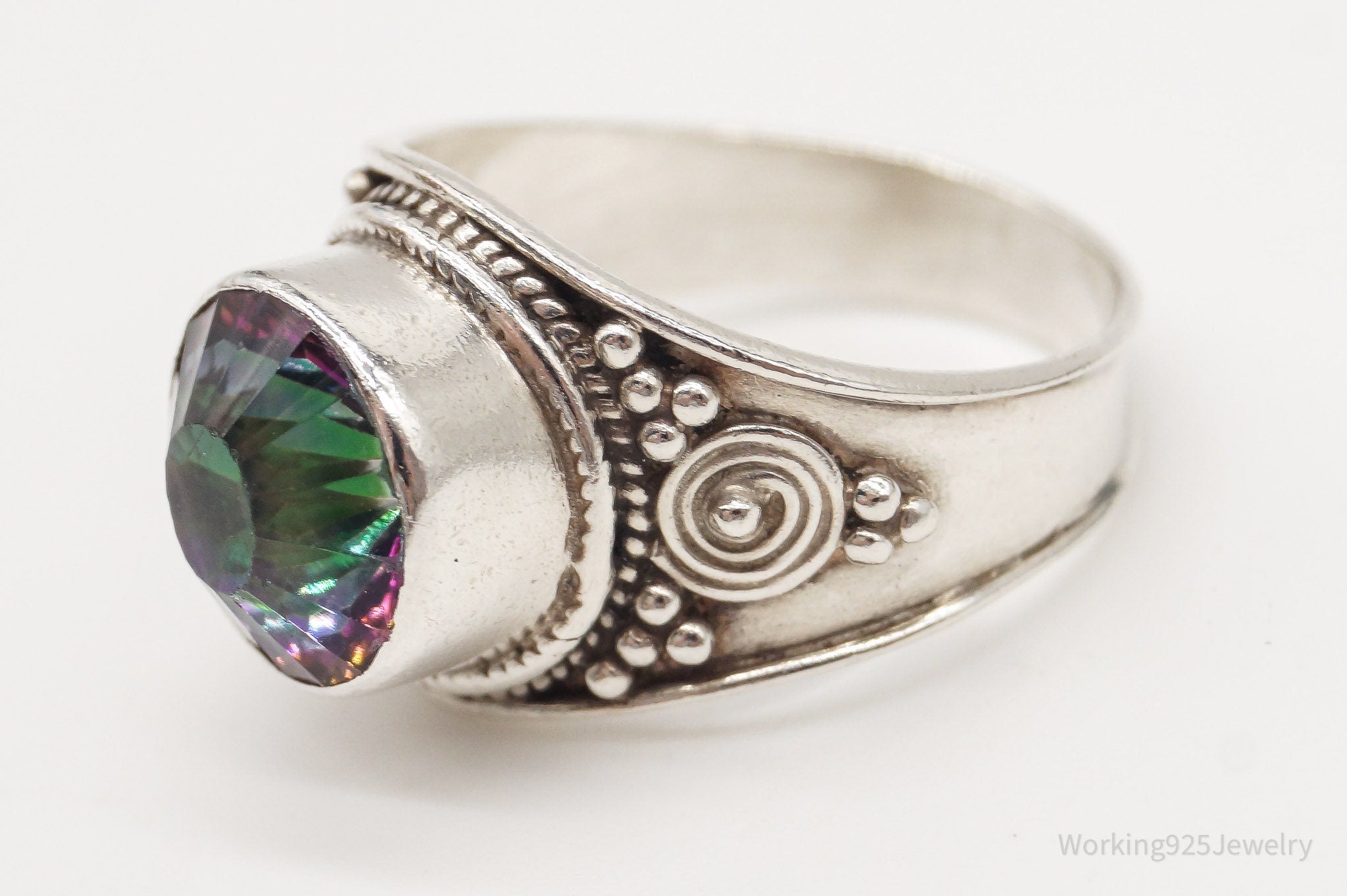 Vintage Mystic Topaz Sterling Silver Ring - Size 8