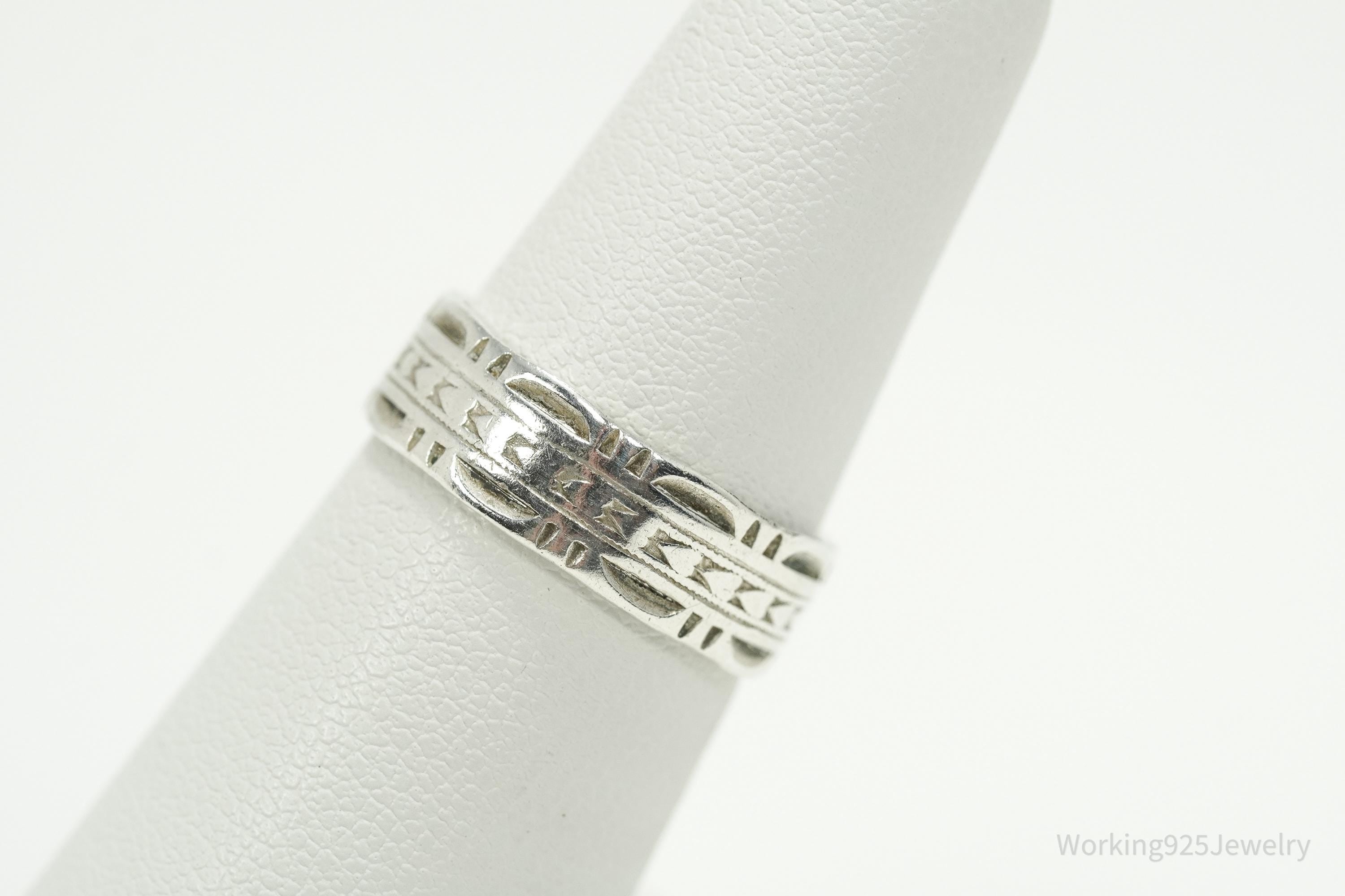 Antique VARGAS MFG. CO. Sterling Silver Band Ring - Size 6