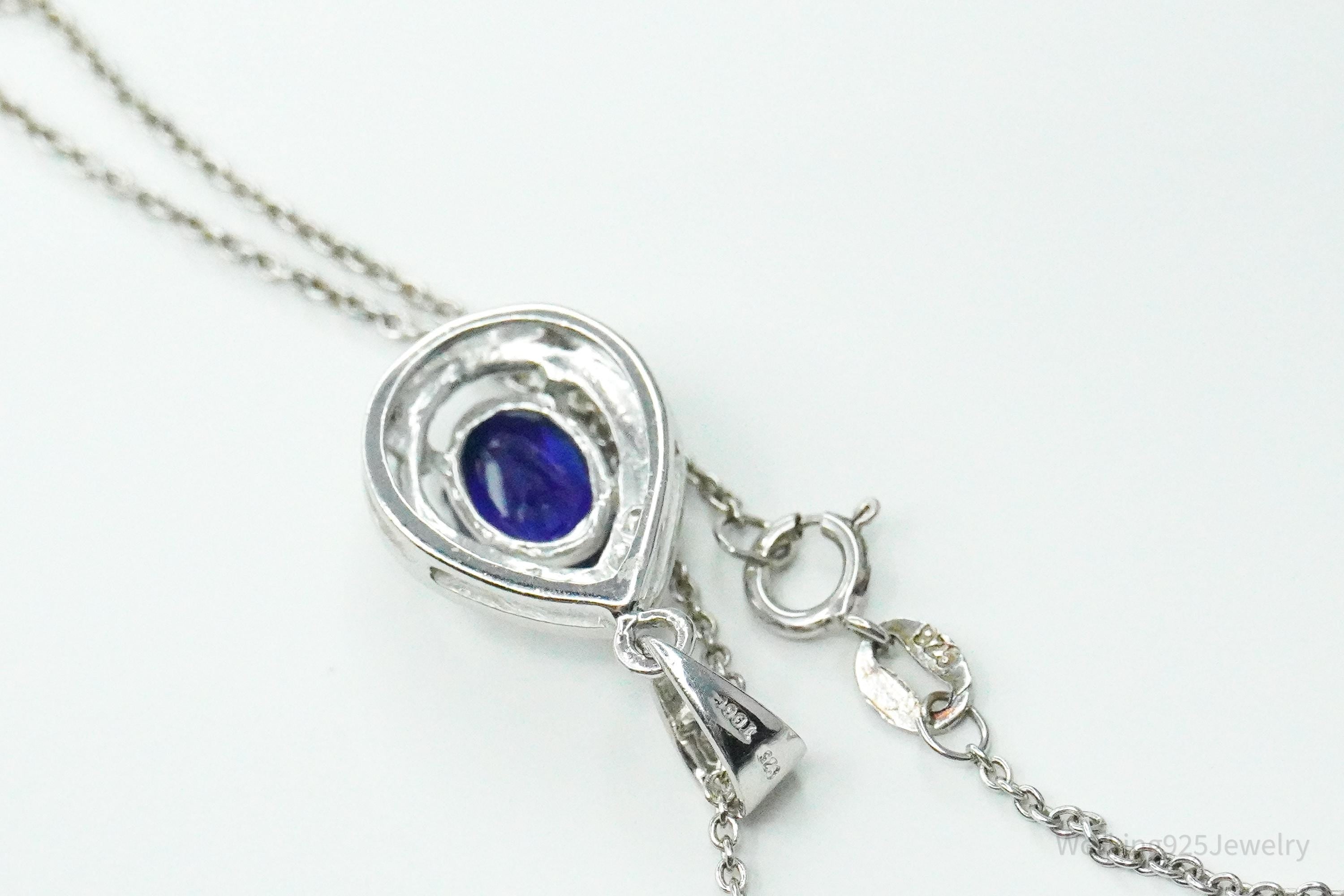 JTV's TGGC Created Sapphire & White Topaz Sterling Silver Necklace 17"