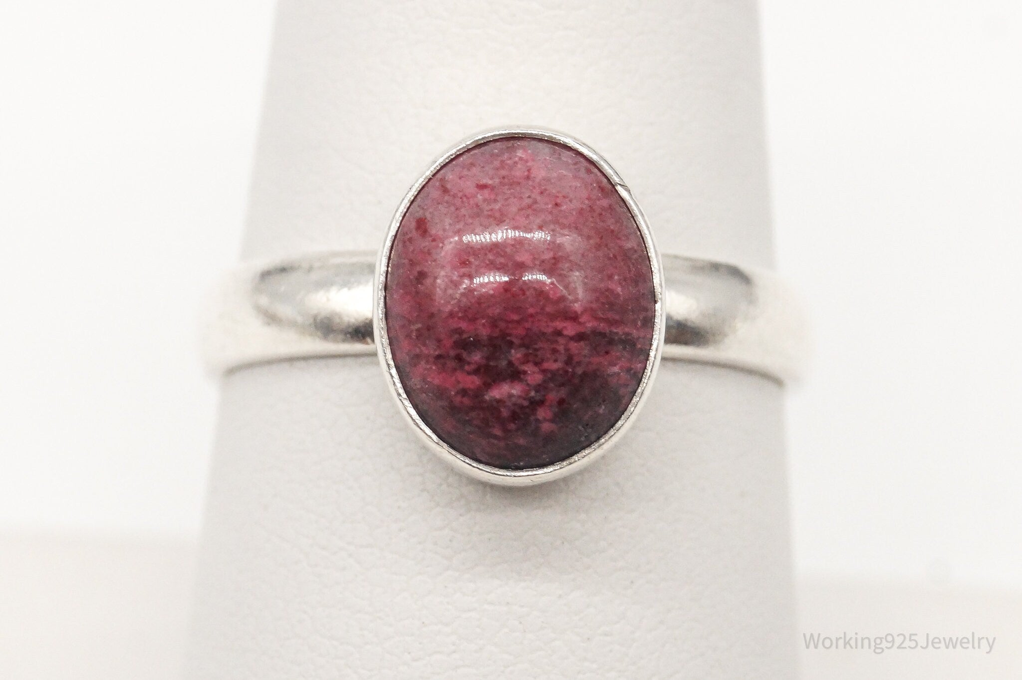 Vintage Rhodonite Sterling Silver Ring - Size 7.5