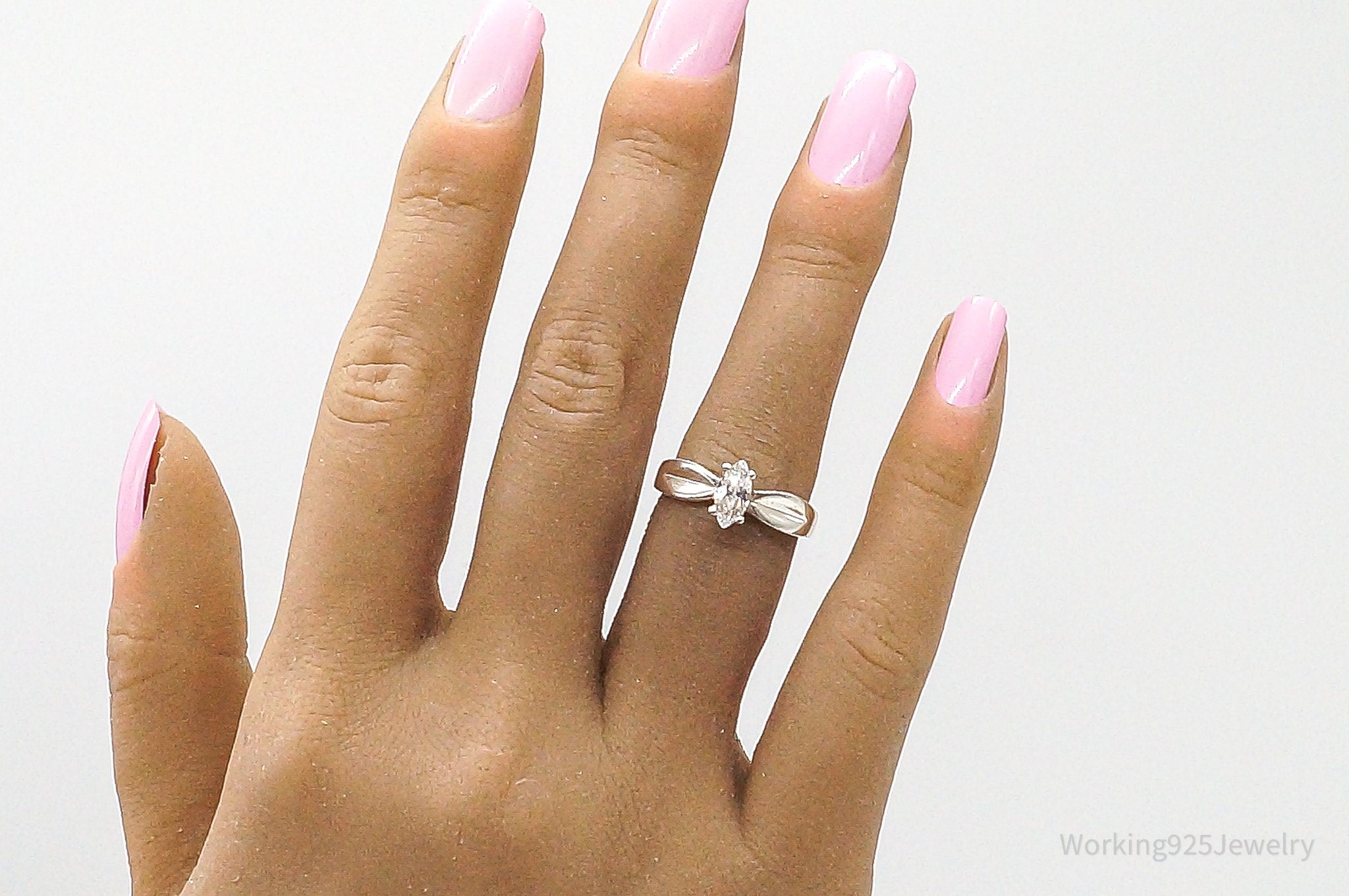 Vintage Cubic Zirconia Sterling Silver Ring - Size 6