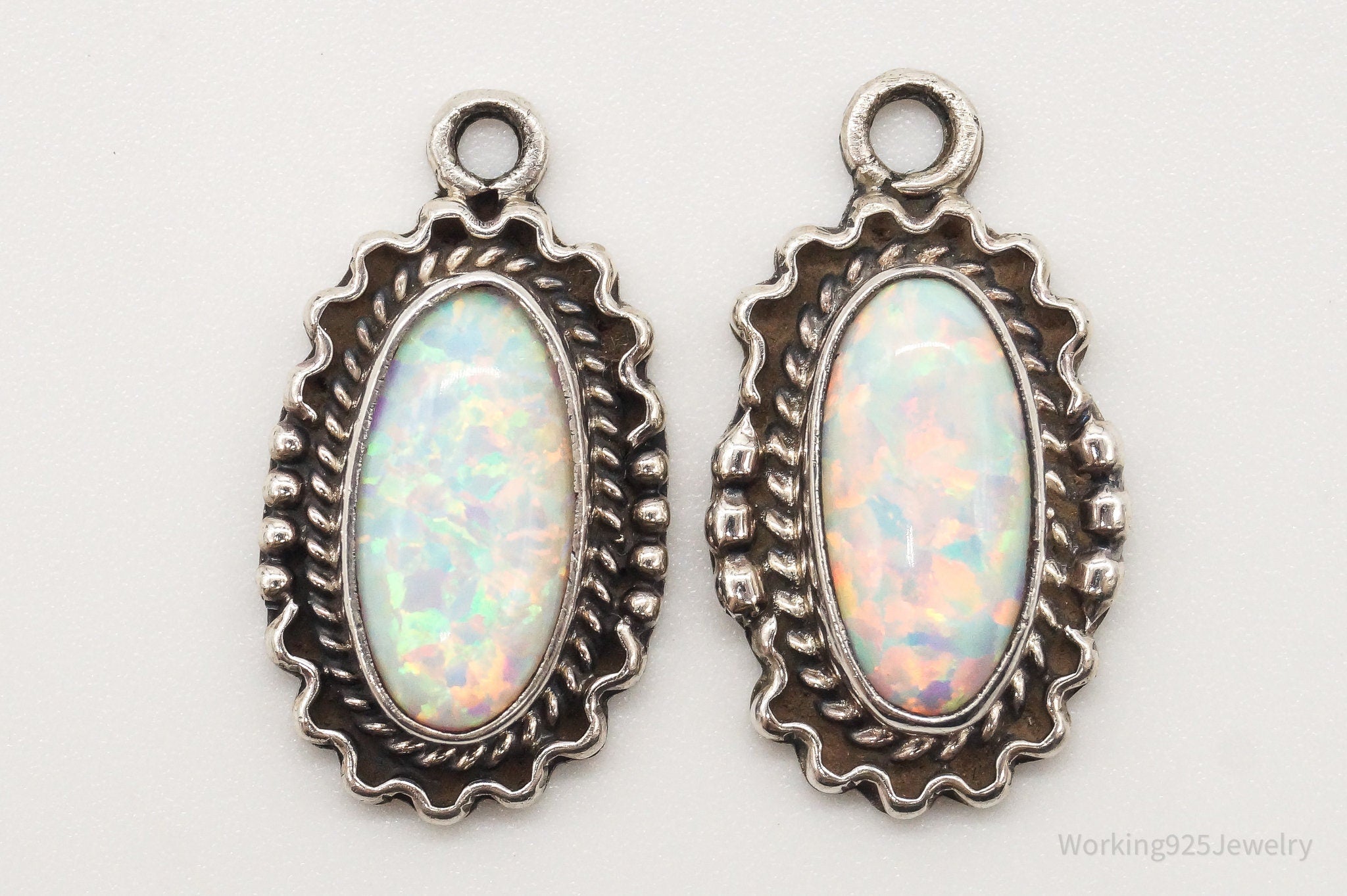 Vintage Native American RB Opal Sterling Silver Earring Jackets