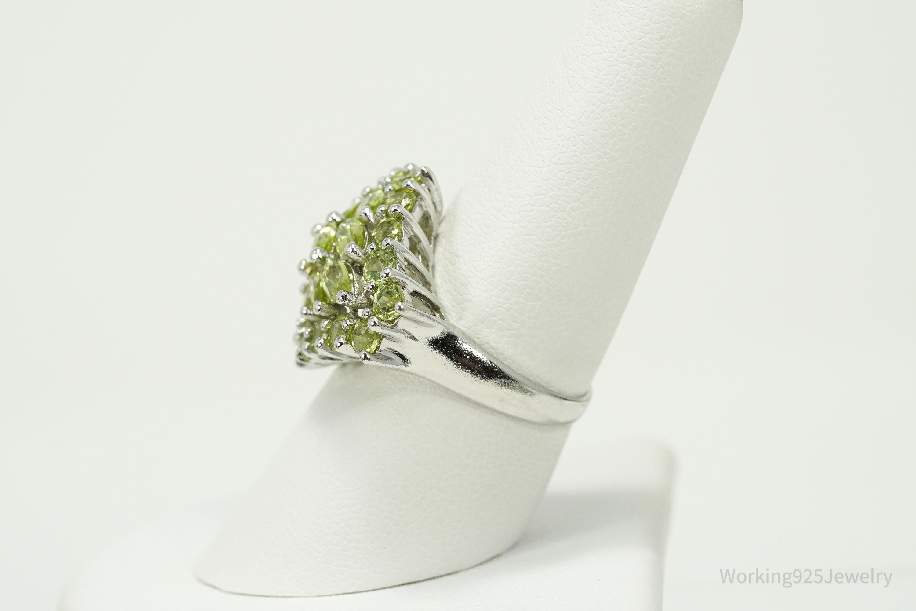 Green Peridot Sterling Silver Ring - Size 8