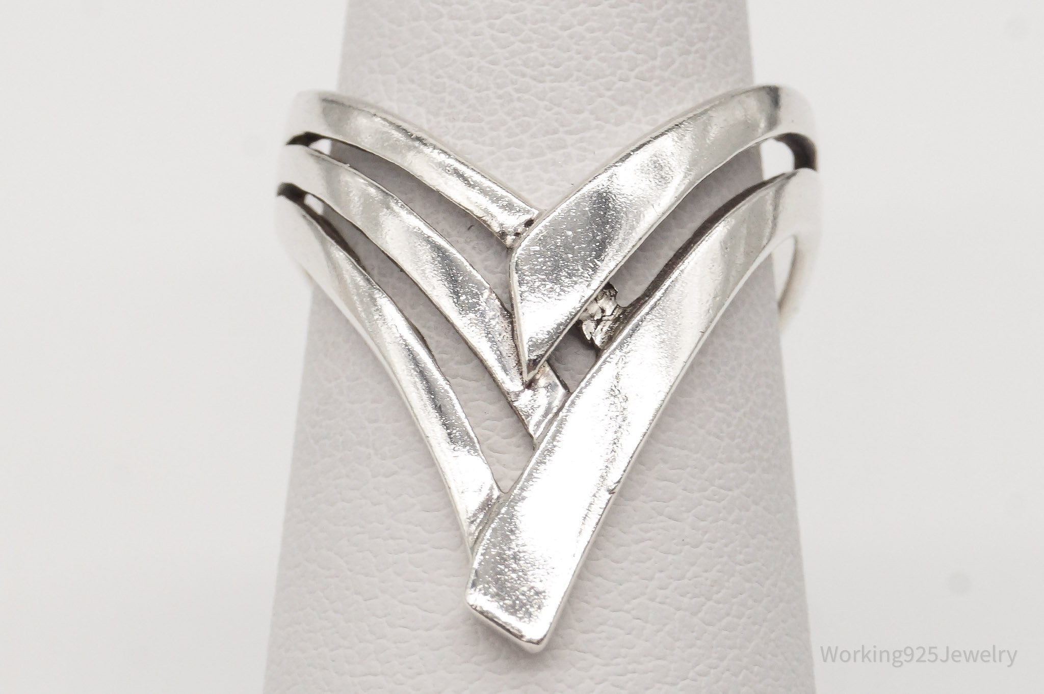 Vintage Modernist Sterling Silver Ring - Size 6.75