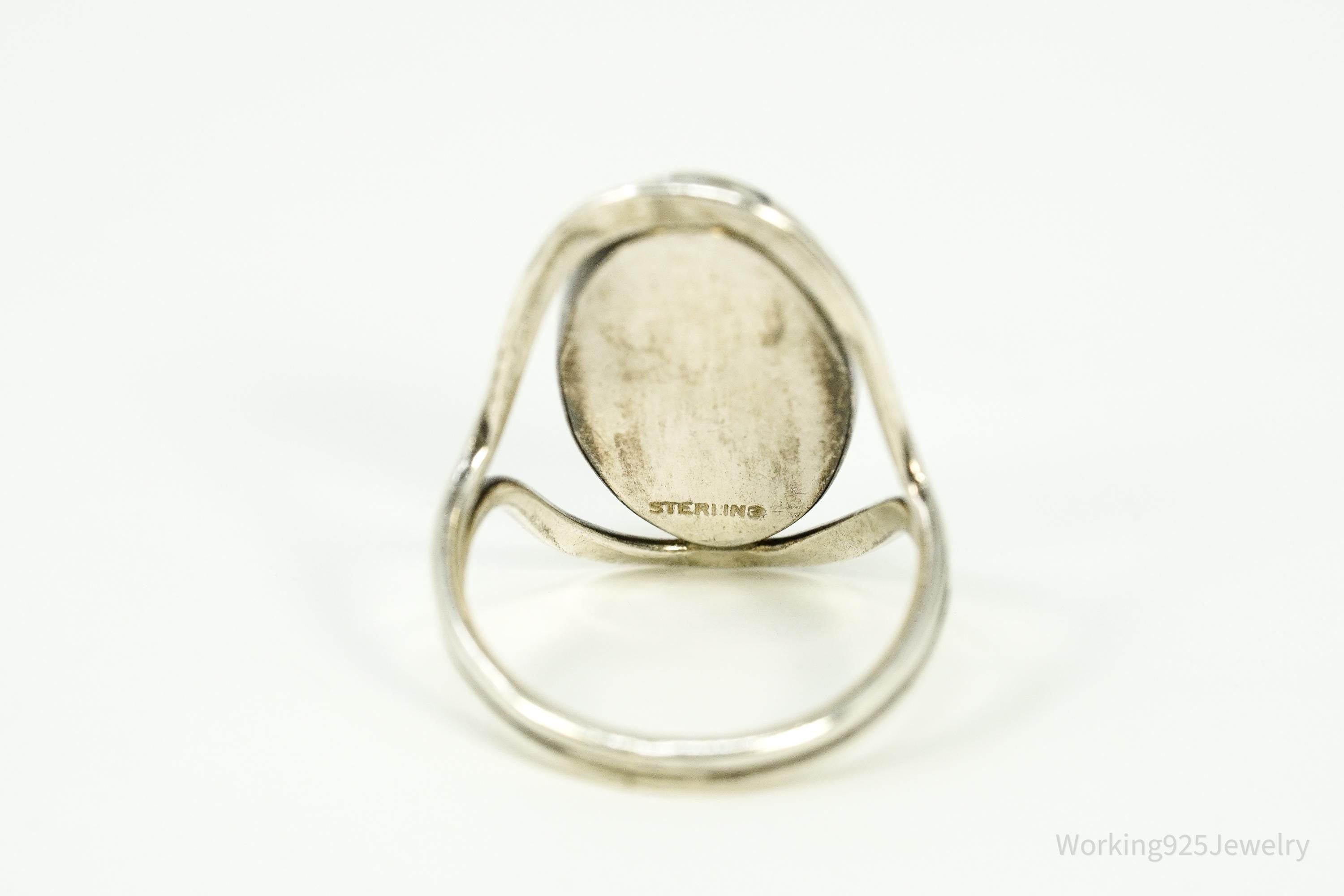 Vintage Native Turquoise Sterling Silver Ring - Size 6.75