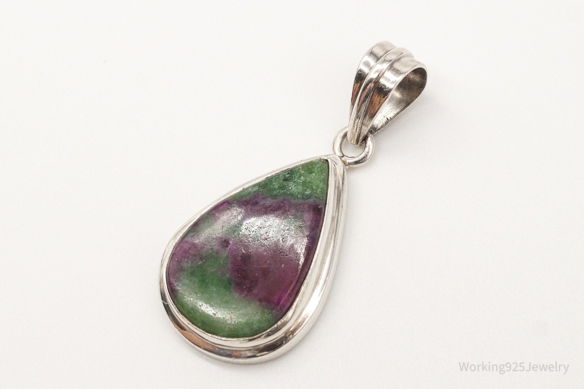 Vintage Large Anyolite Ruby-Zoisite Sterling Silver Pendant