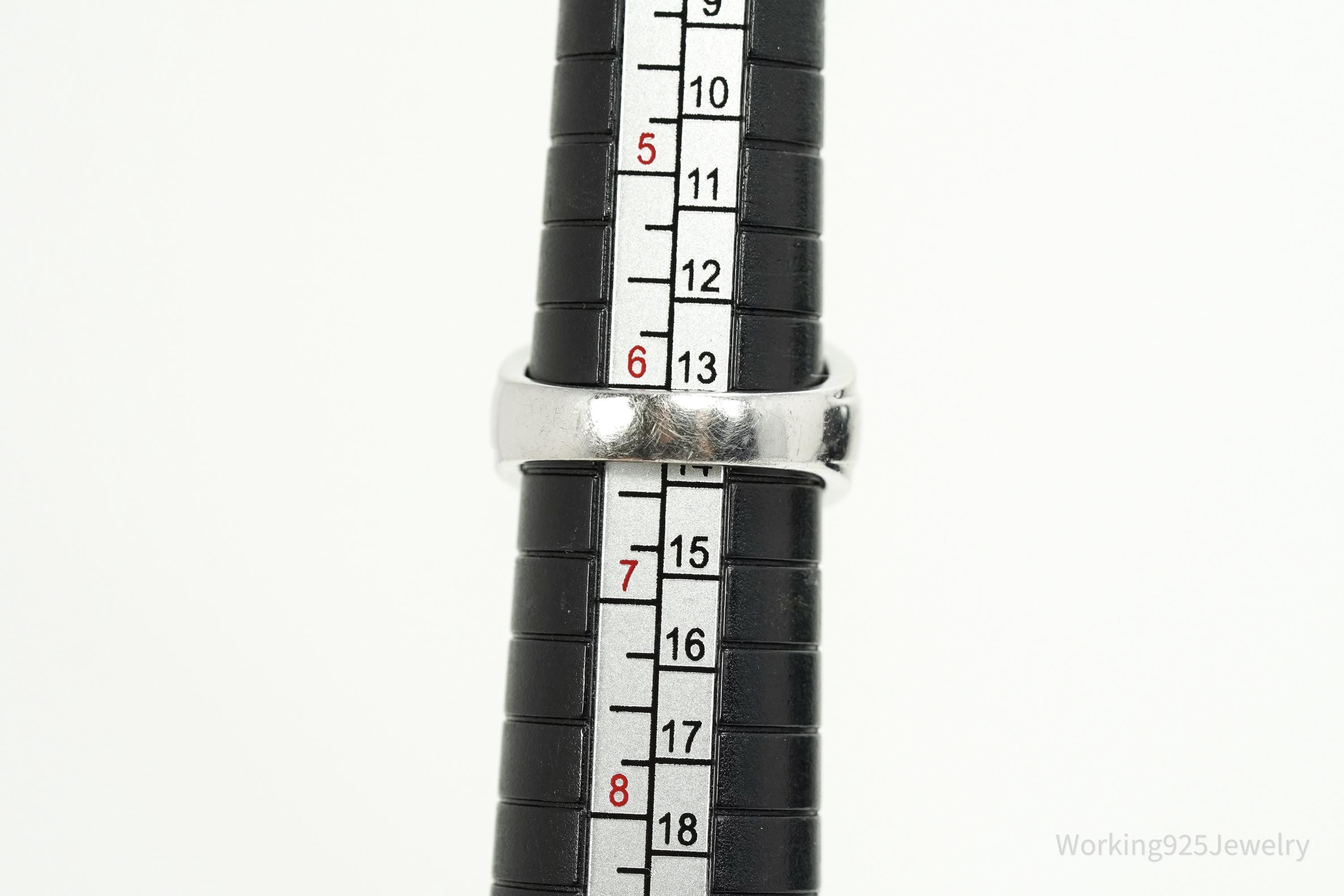 Vintage Cubic Zirconia Platinum Clad Sterling Silver Ring - Size 6.25