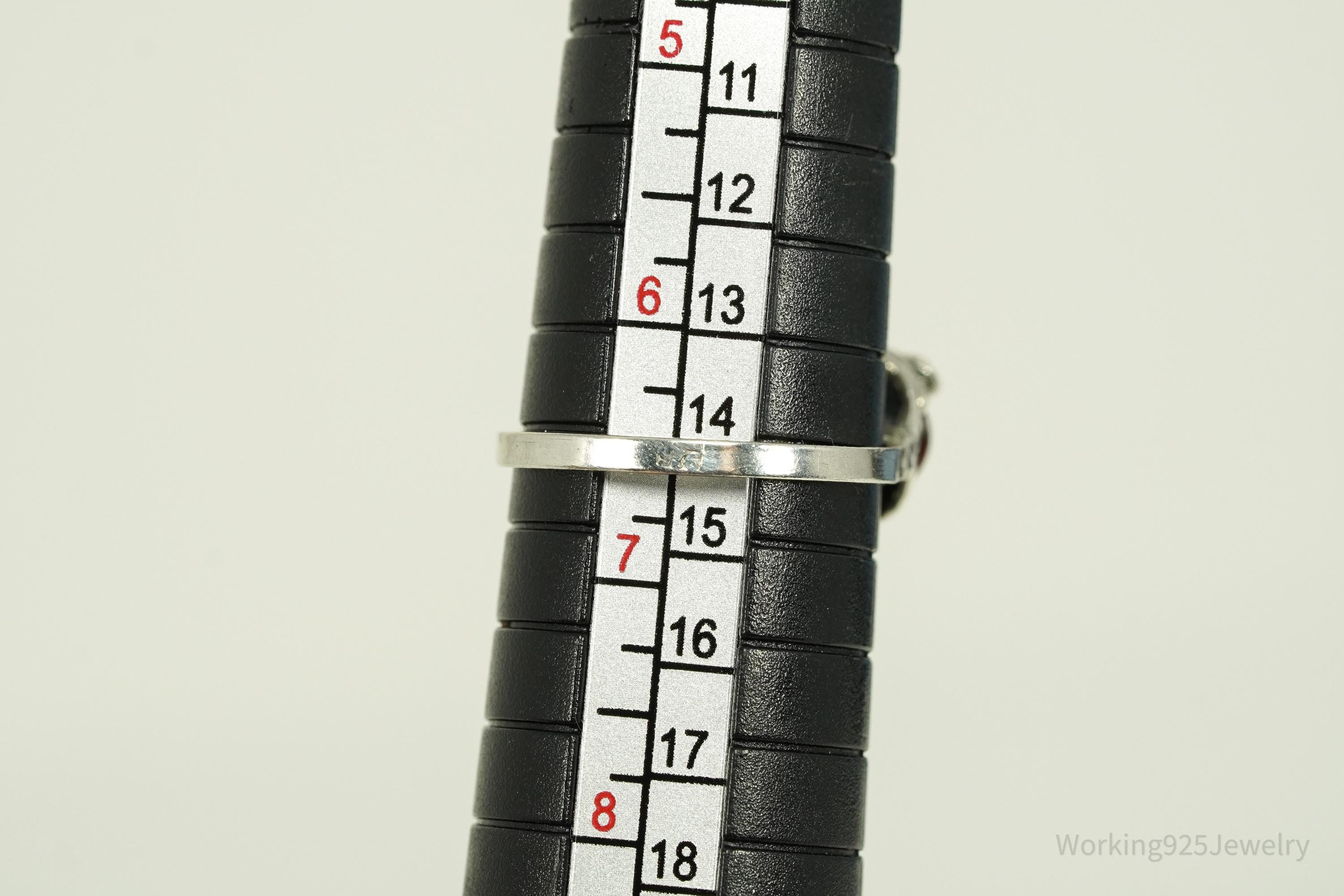 Vintage Amber Modernist Style Sterling Silver Ring - Size 6.5