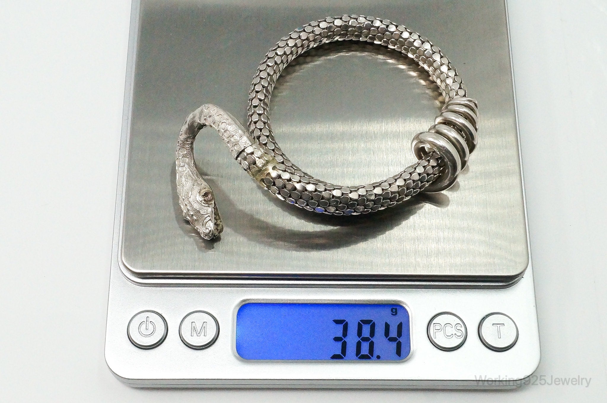 Vintage Designer W & D Snake Sterling Silver Expanding Bracelet