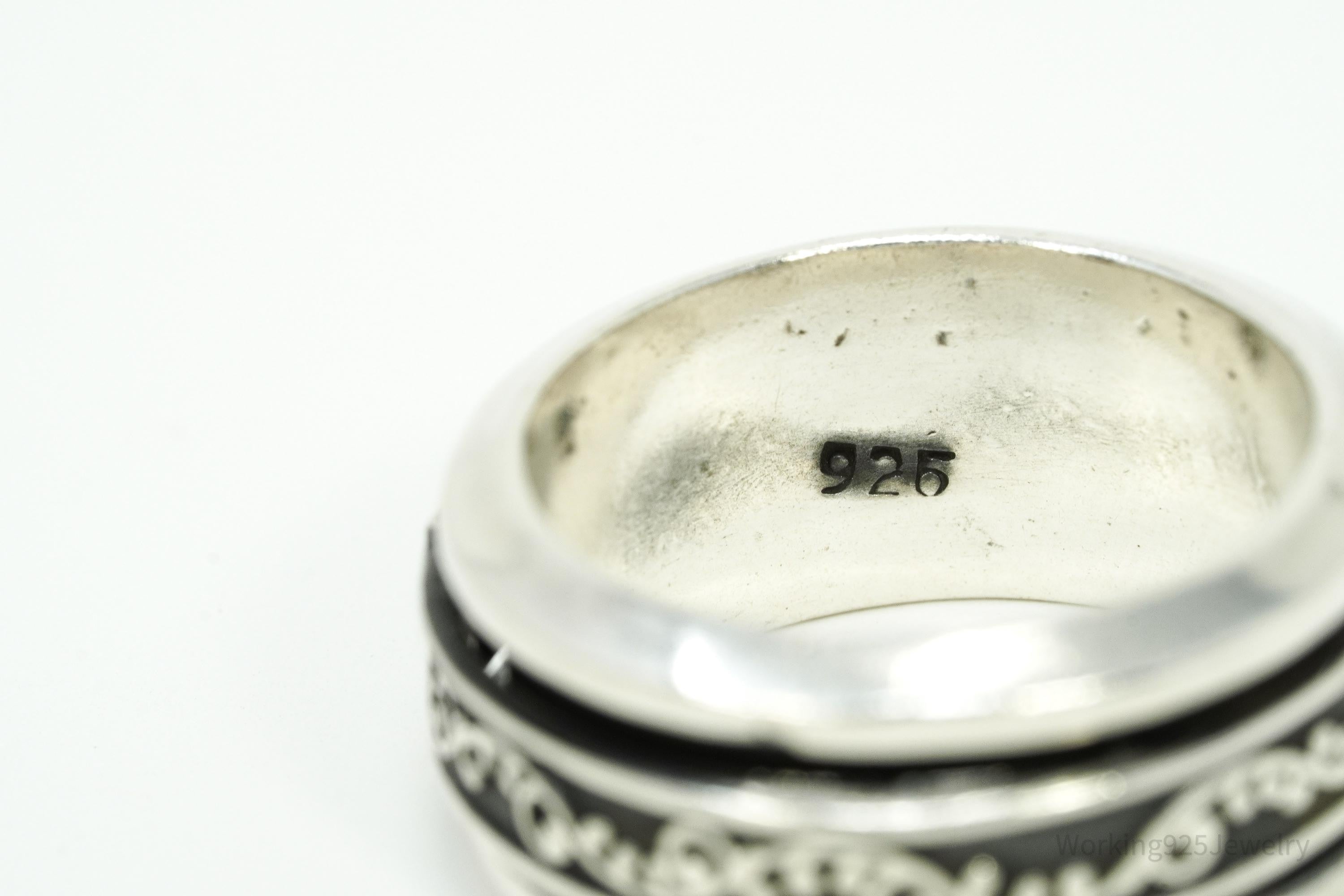 Vintage Vine Design Sterling Silver Spinner Ring - Size 7.25