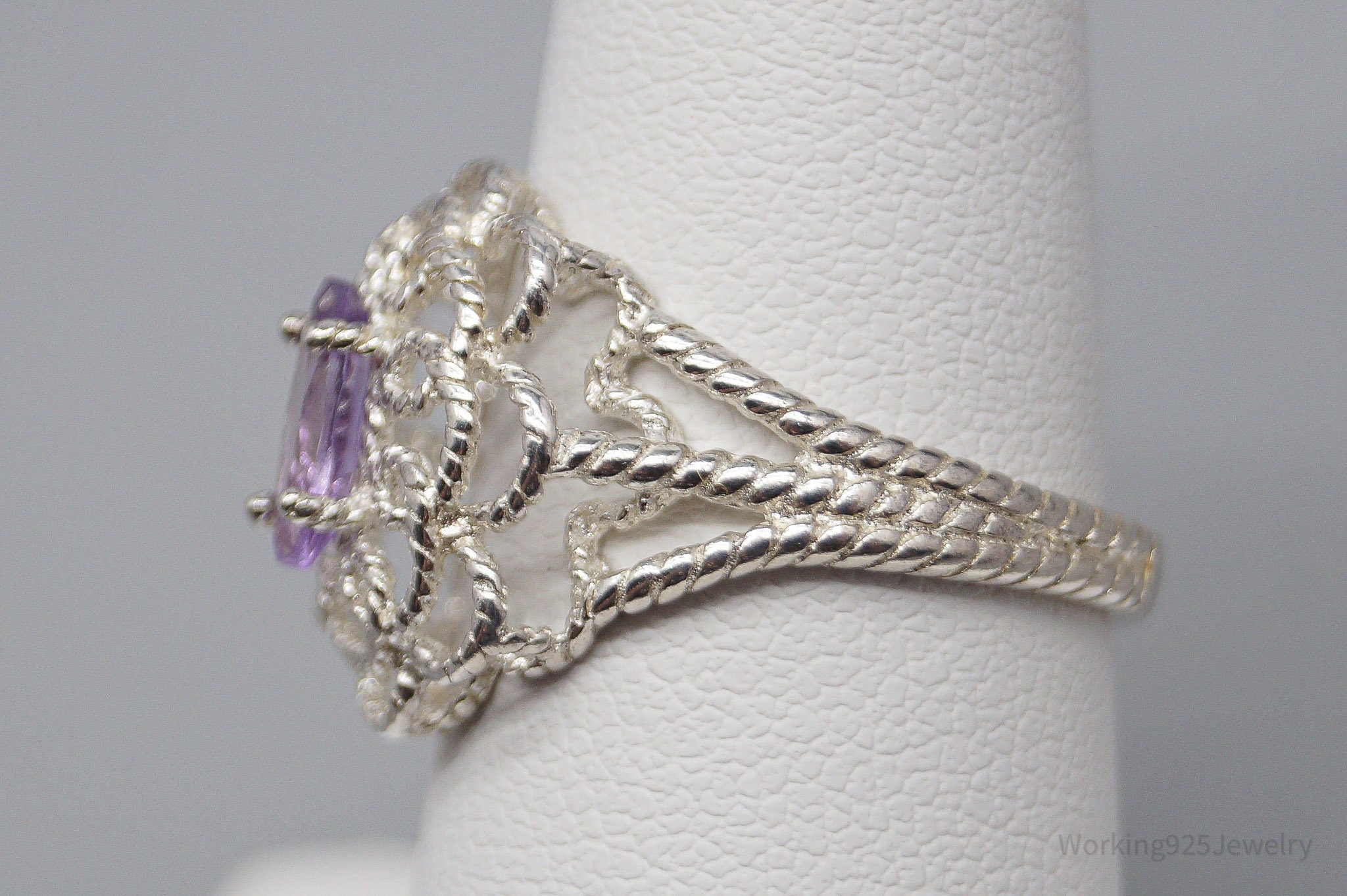 Vintage Amethyst Sterling Silver Ring - Size 7