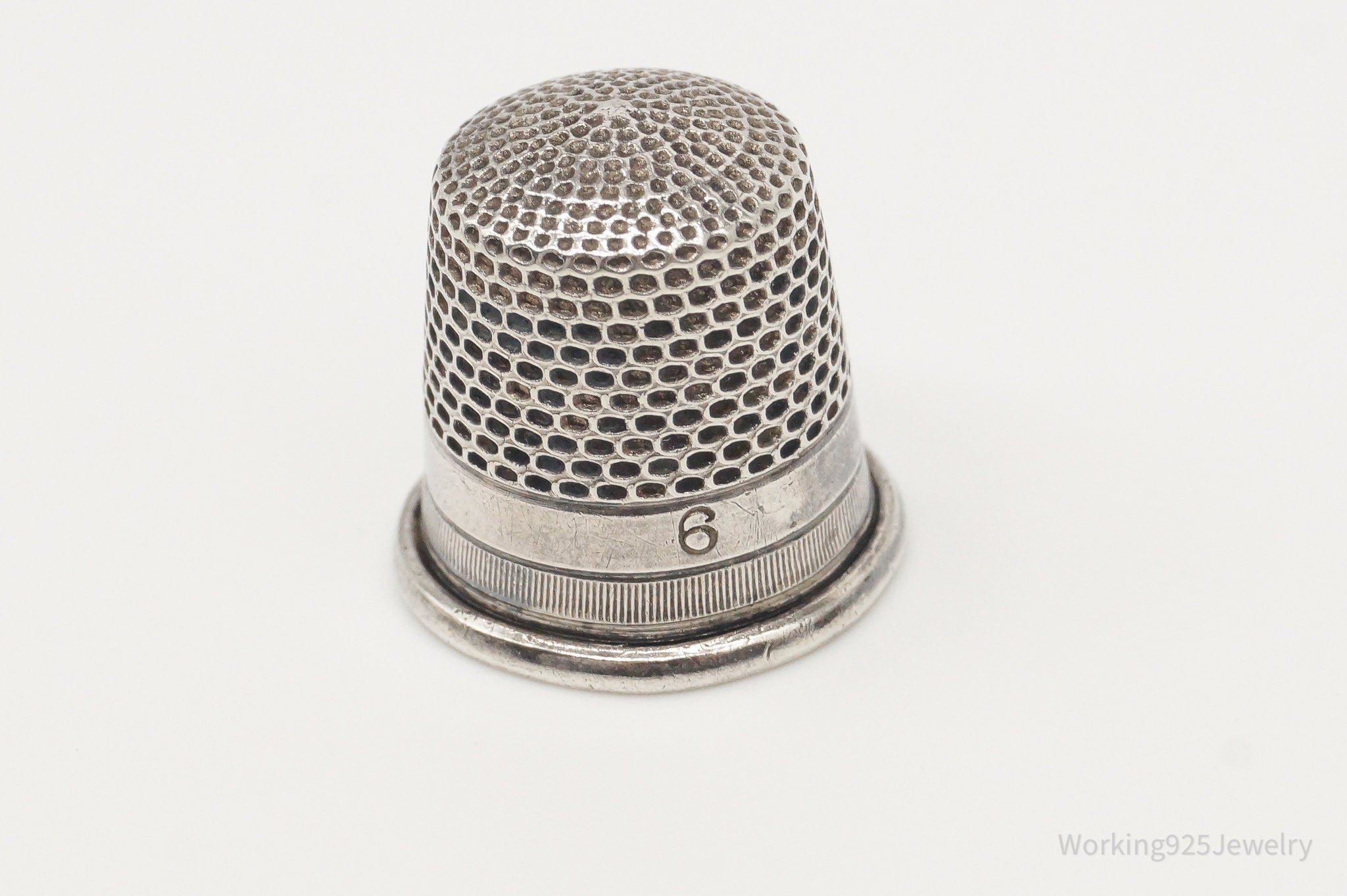 Antique Dome Silver Thimble Size 6