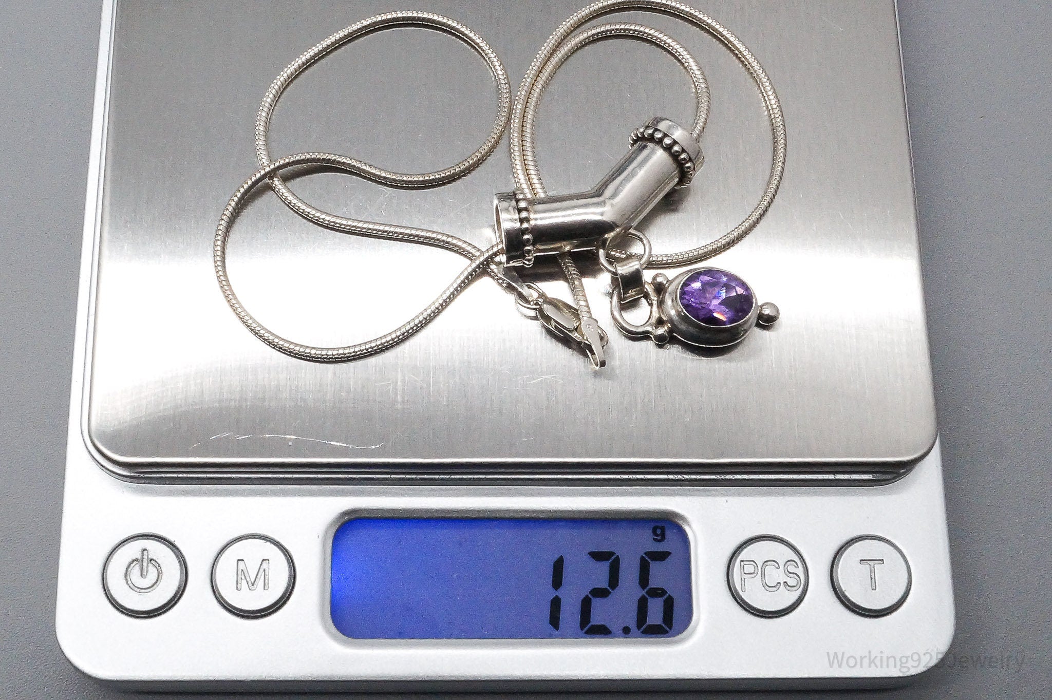 Vintage Amethyst Sterling Silver Necklace - 16"