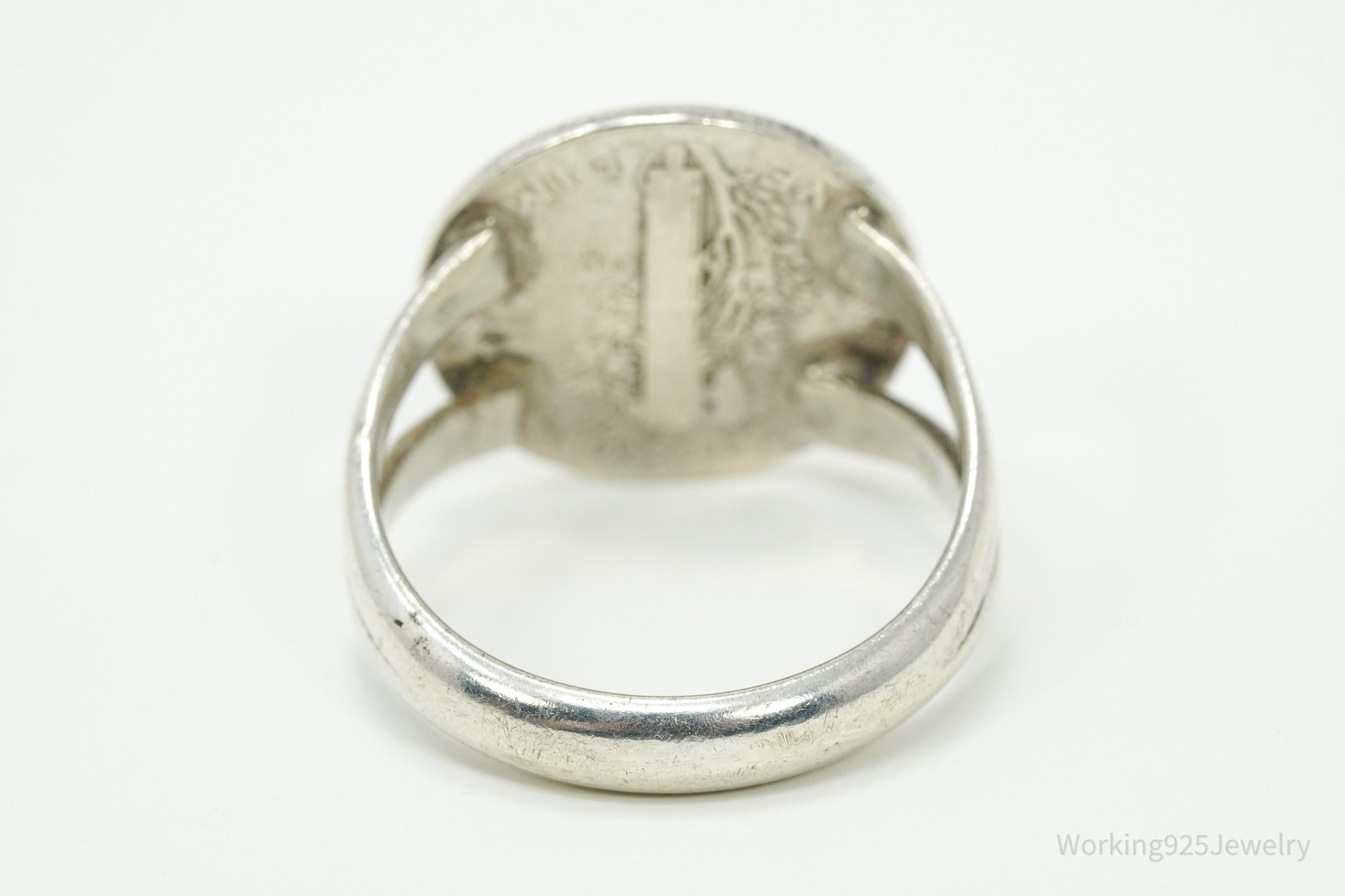 Vintage 1935 Mercury Dime Coin Silver Ring - Size 10.25