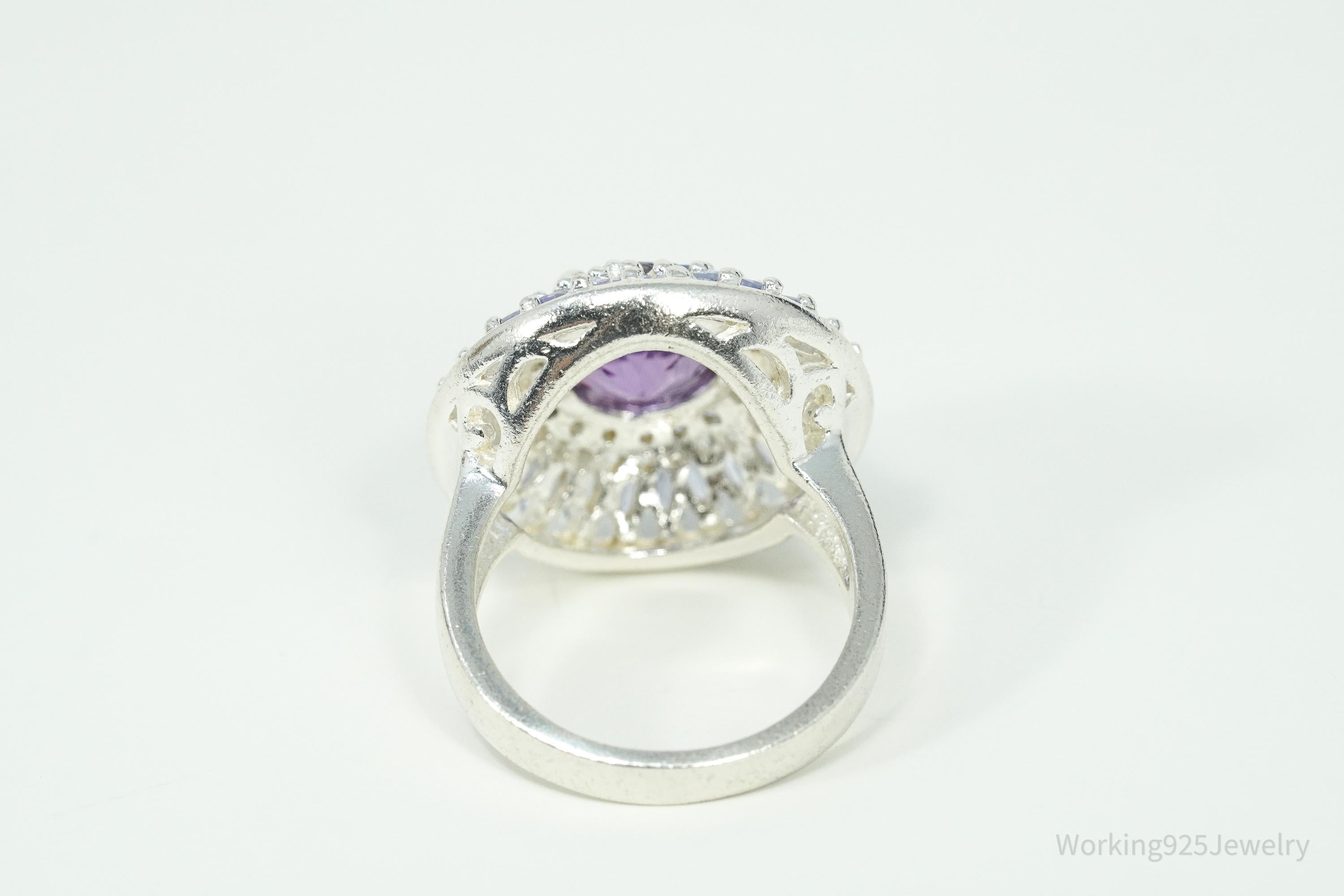 Vintage Amethyst & Iolite Sterling Silver Ring - Size 9