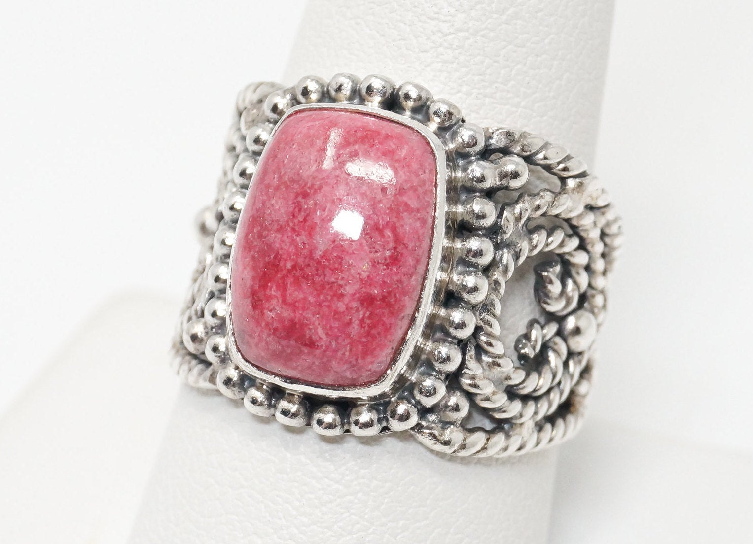 Vintage Southwestern Style Thulite Sterling Silver Ring - Size 9.25