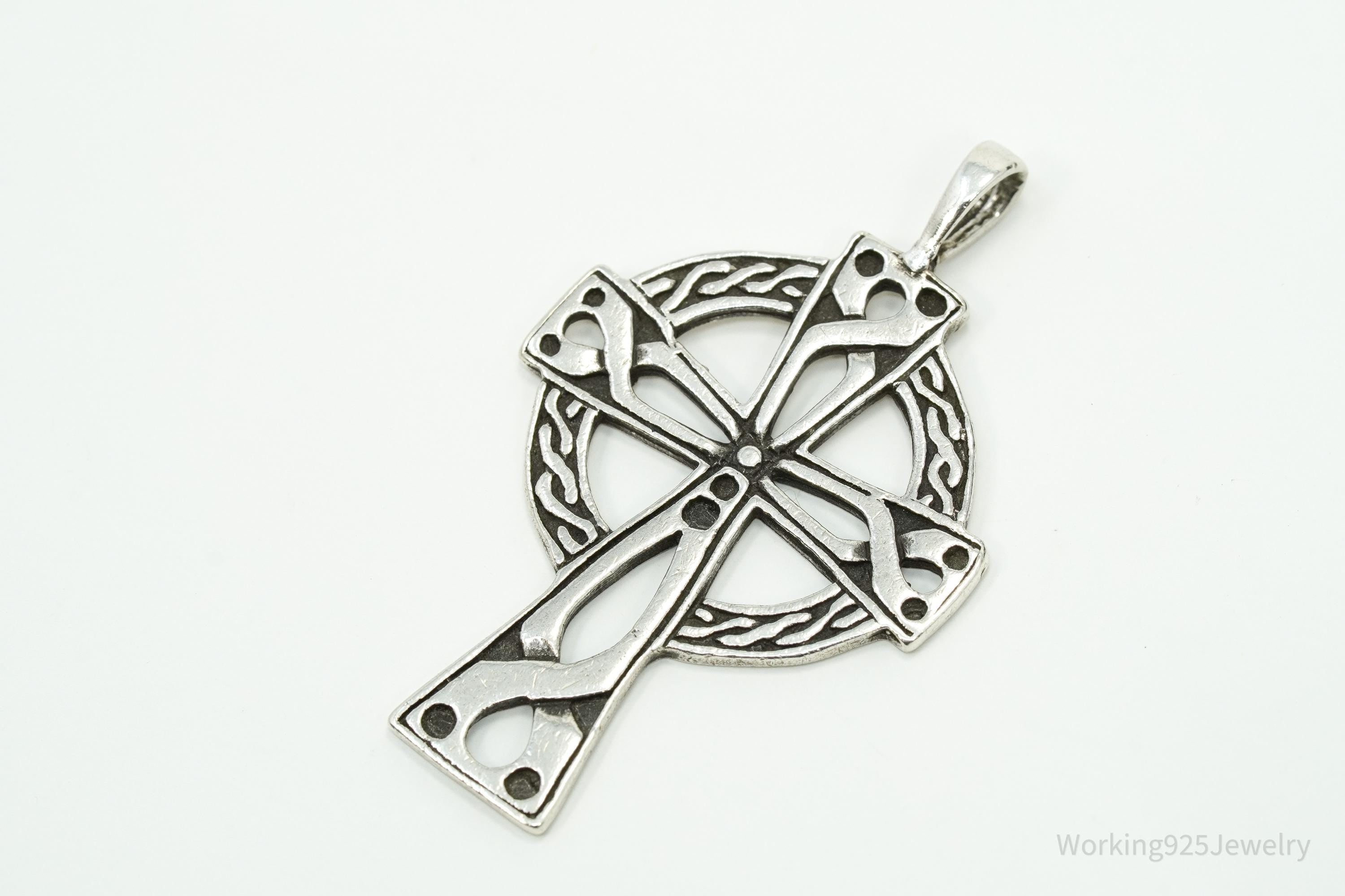 Vintage Celtic Cross Sterling Silver Necklace Pendant