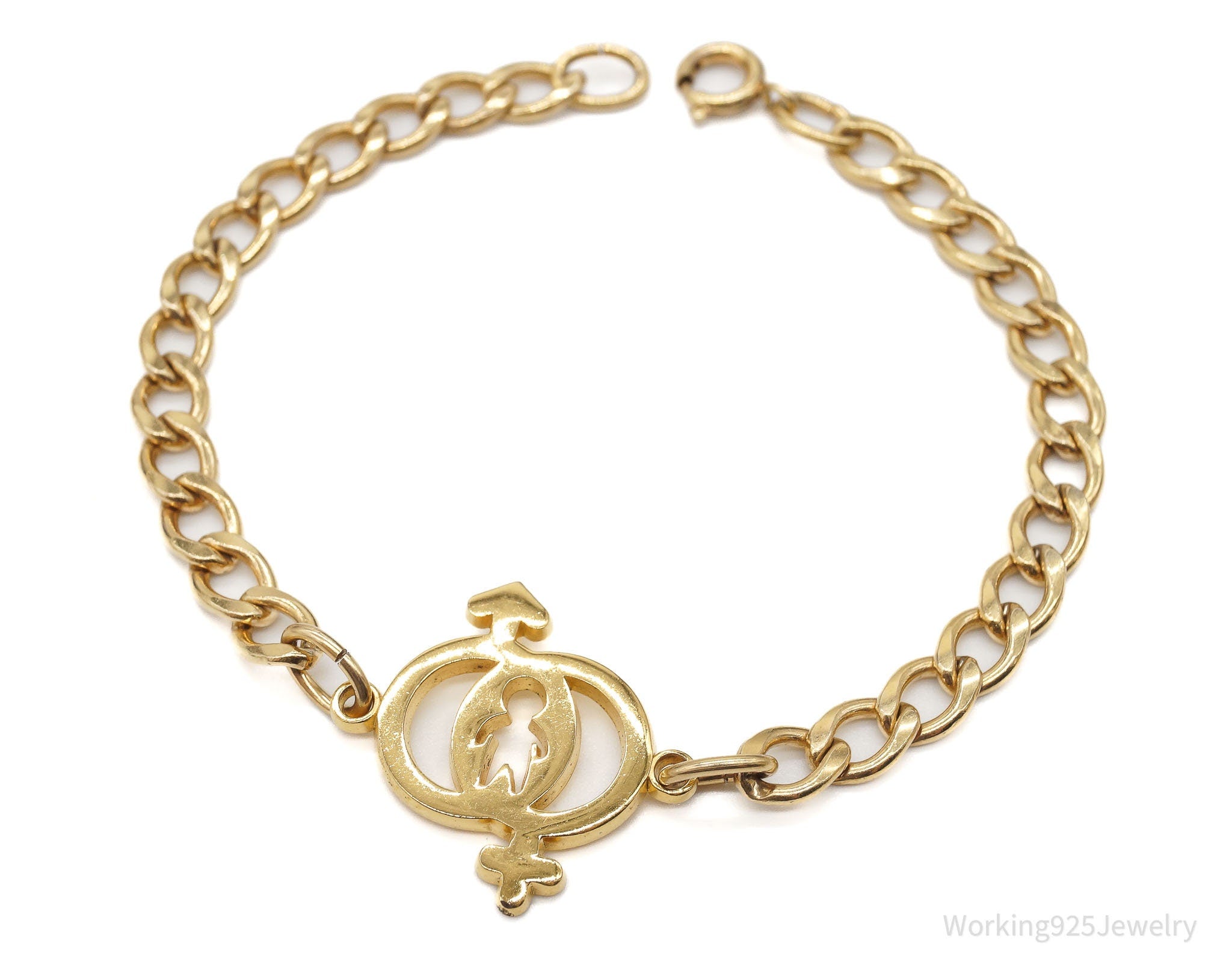 Vintage 1/20 12K Gold Filled Hetero Symbol Curb Link Bracelet