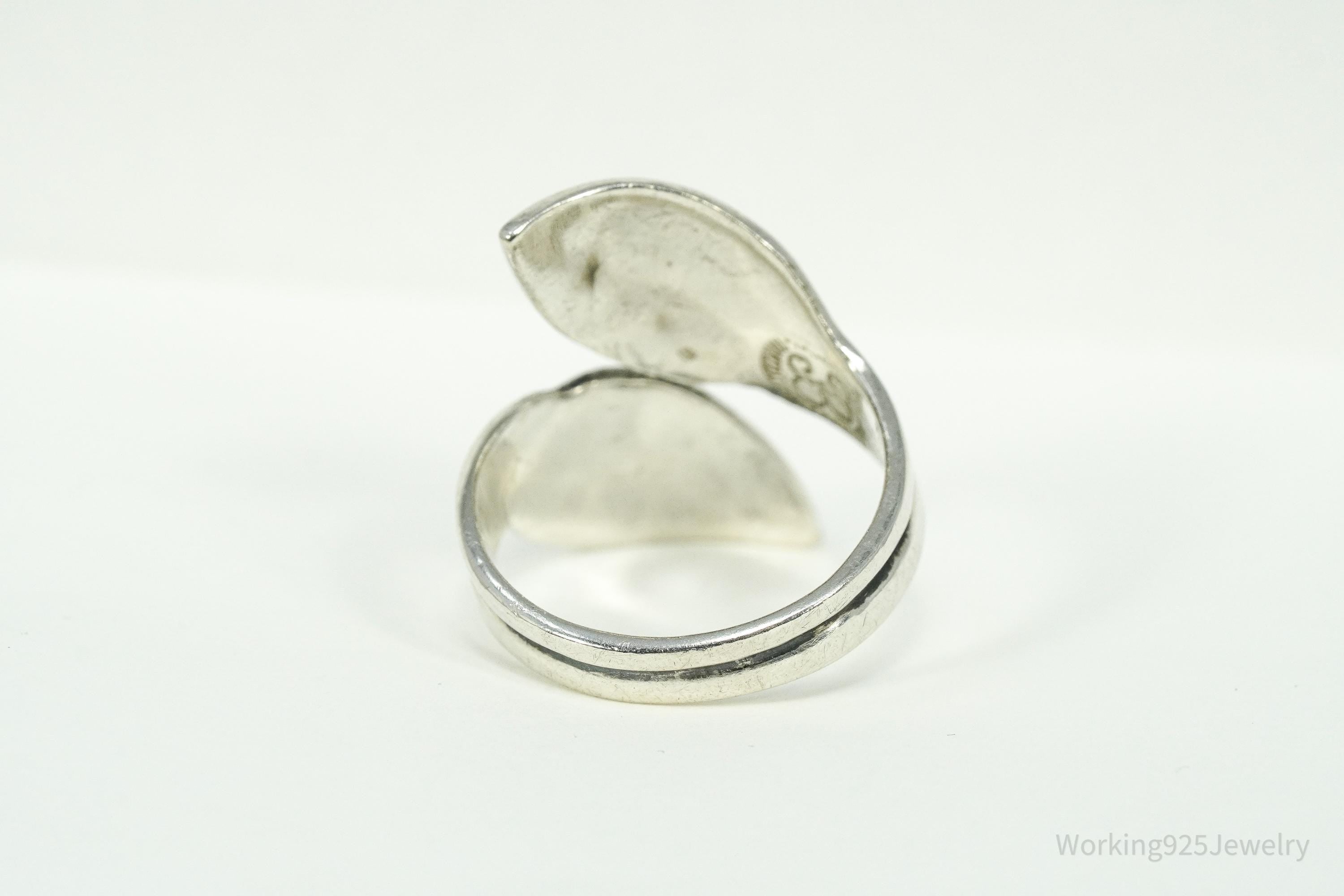 RARE Vintage Mexico Modernist Los Ballesteros Sterling Silver Wrap Ring - Size 9.25