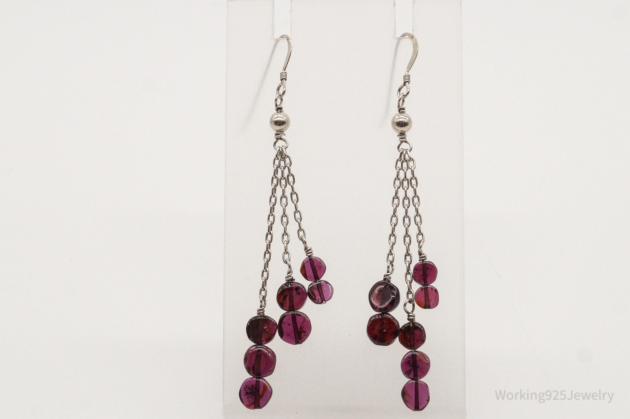 Vintage Rhodolite Garnet Sterling Silver Earrings