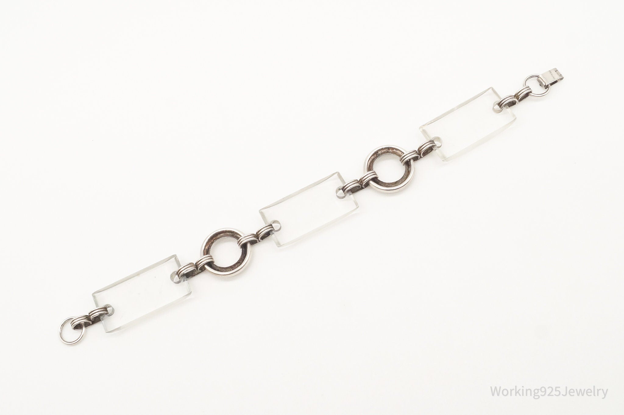 Rare Antique Lucite Sterling Silver Bracelet