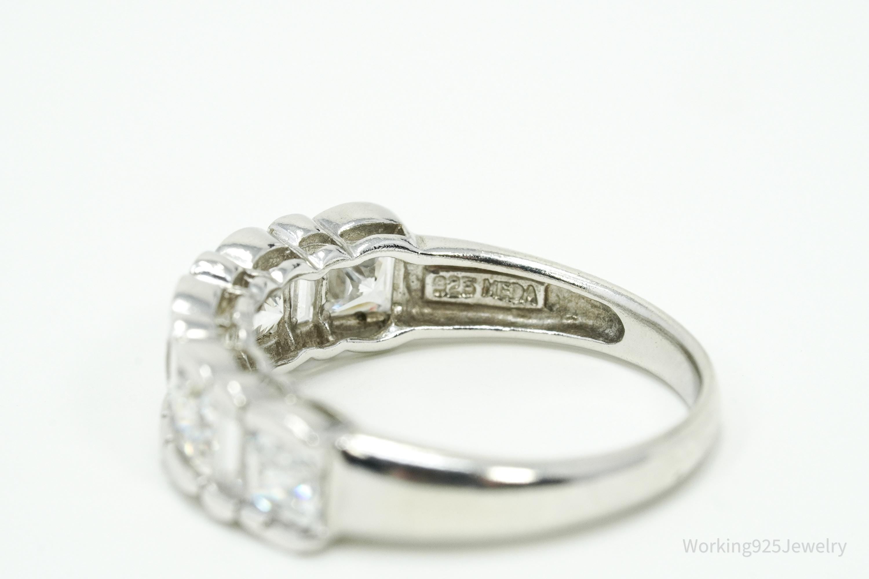 Vintage MEDA Cubic Zirconia Sterling Silver Ring - Size 8.75