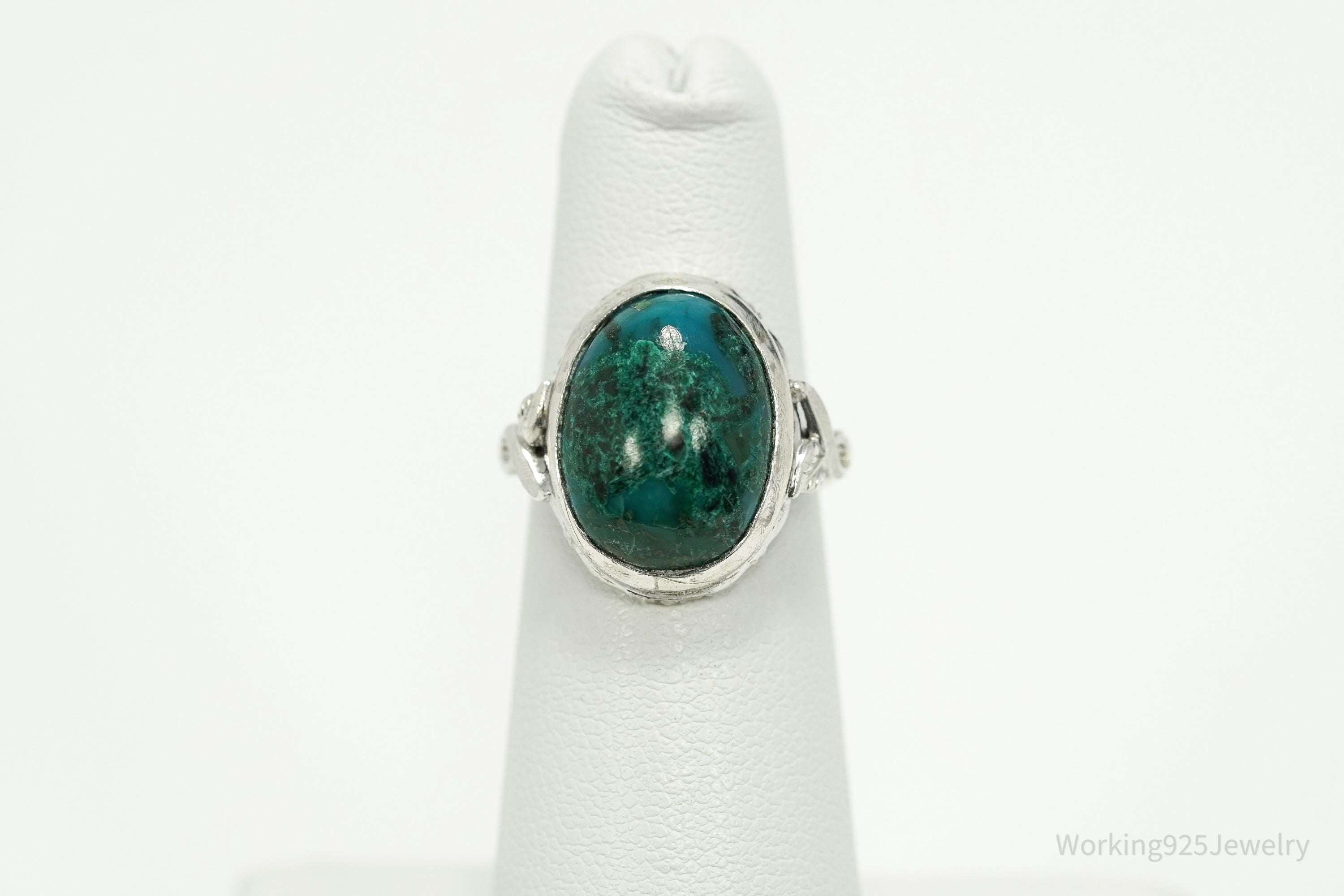 Antique Designer Clark Coombs Chrysocolla Sterling Silver Ring Size 5.5