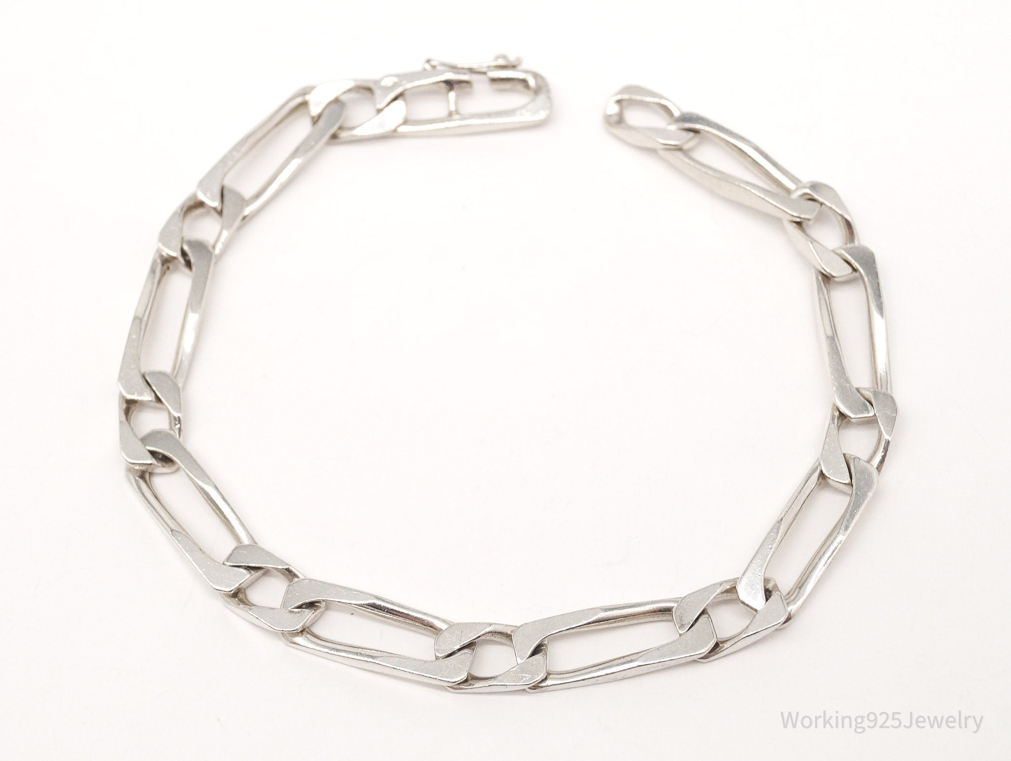 Vintage French Chain Link Sterling Silver Bracelet 8.75"