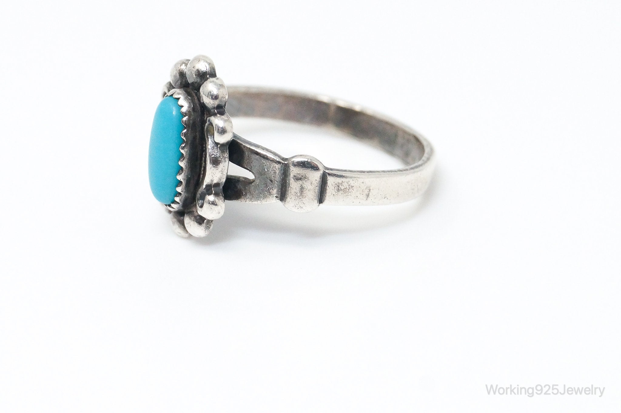 VTG Native American Bell Trading Post Turquoise Sterling Silver Ring SZ 4.5