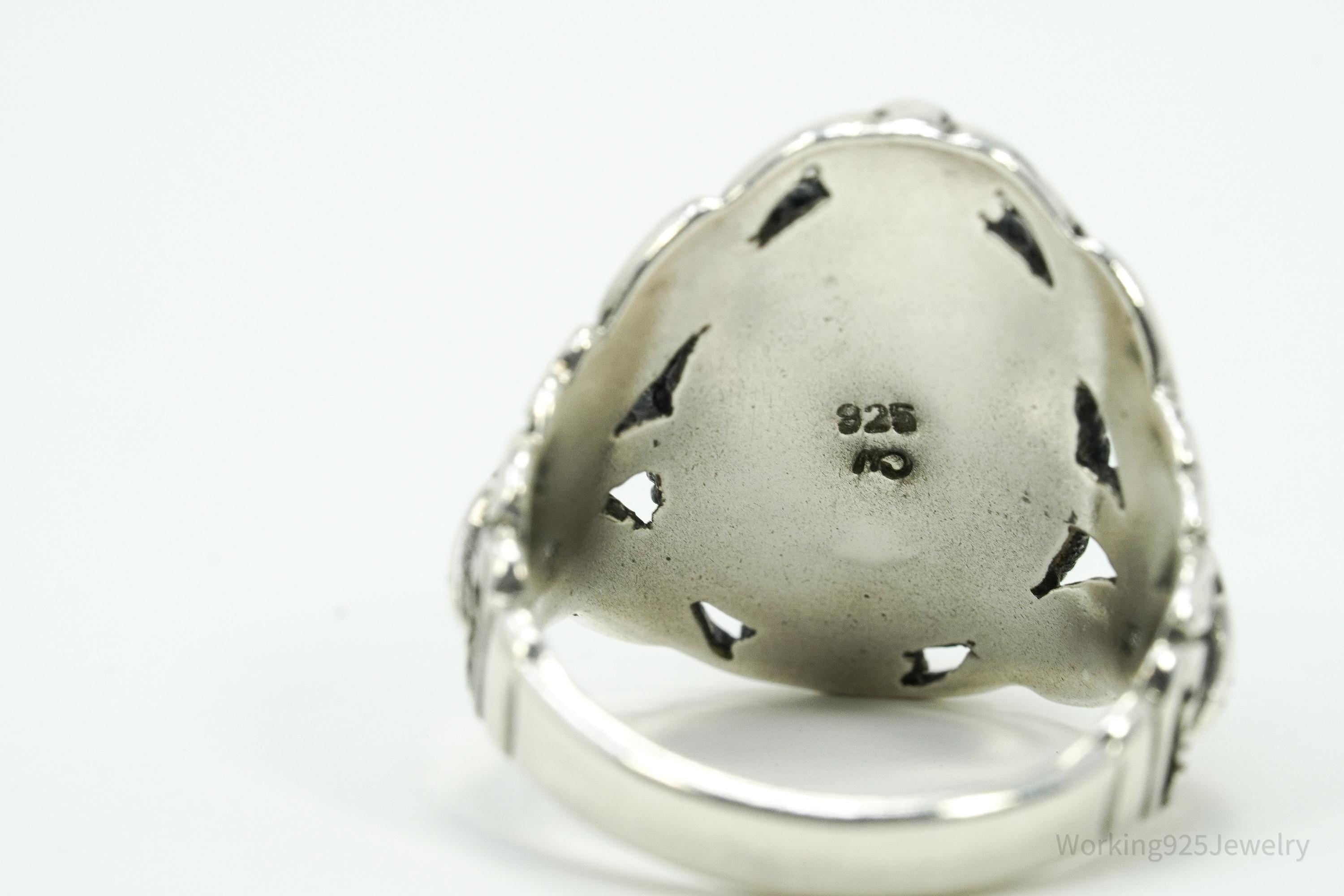 Vintage Paua Abalone Shell Sterling Silver Ring - Size 6.75