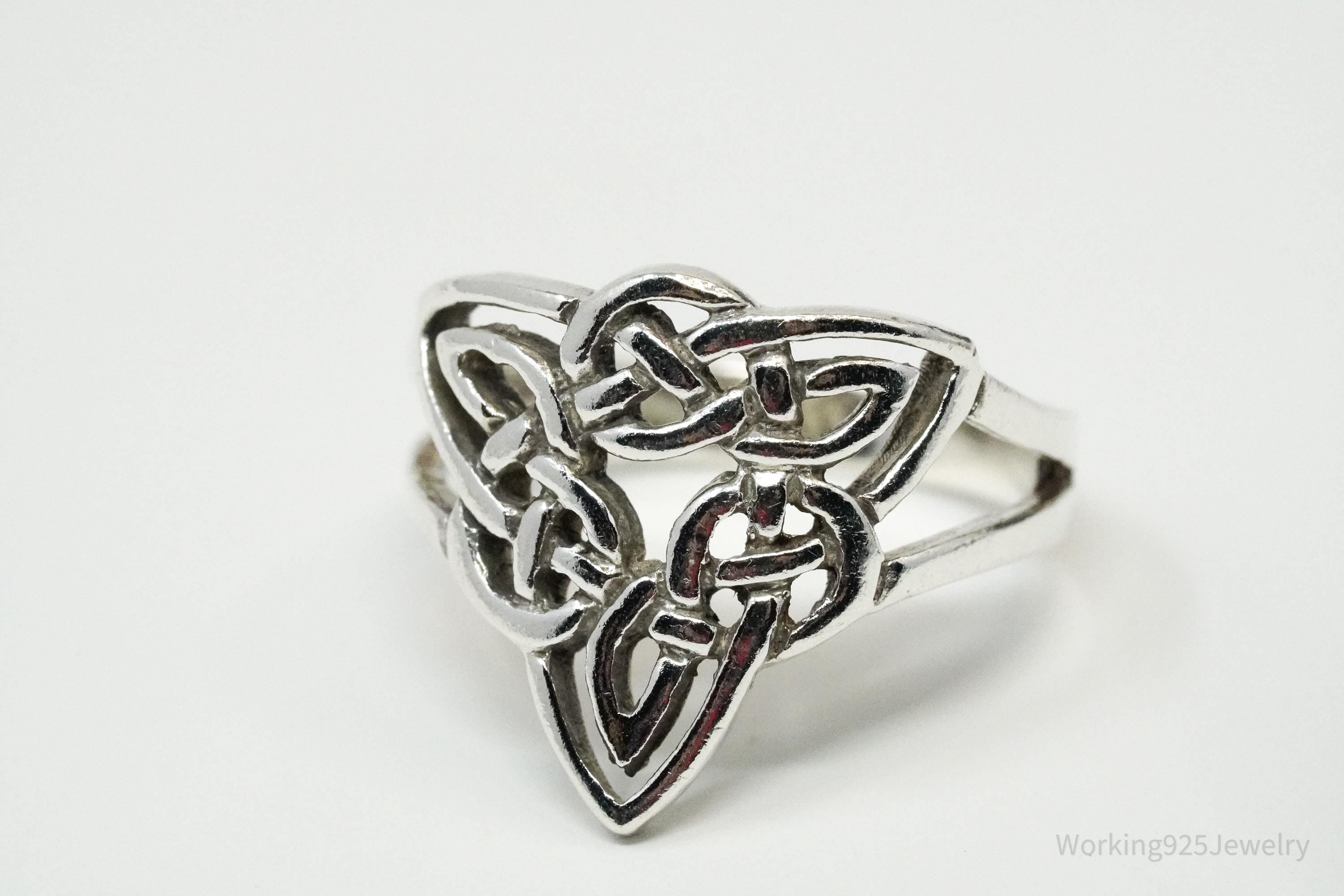 Vintage Celtic Knot Design Sterling Silver Ring - Size 6.5